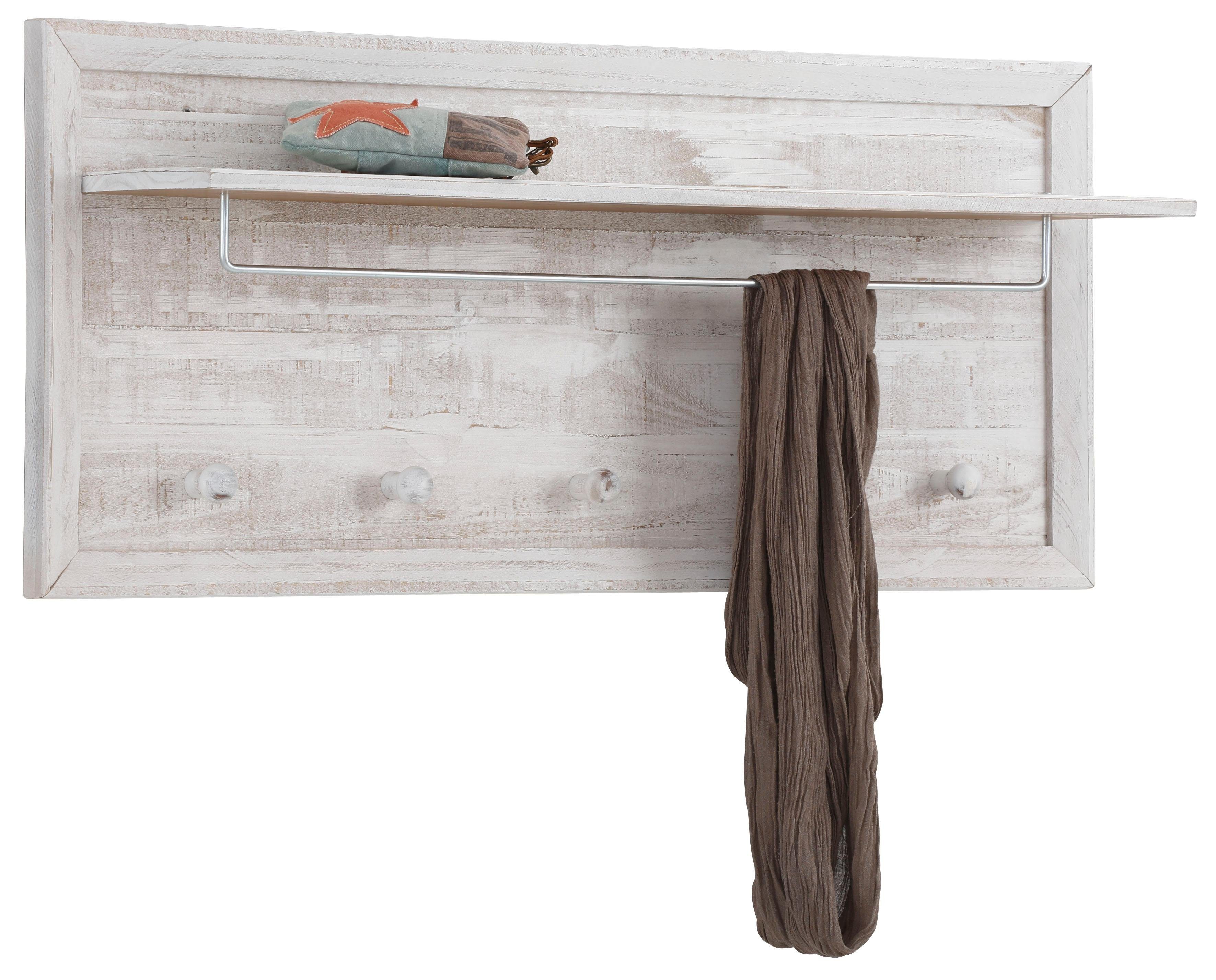 Home affaire Kapstokpaneel Auckland met 1 metalen stang en 5 haken, van massief hout, breedte 60 cm