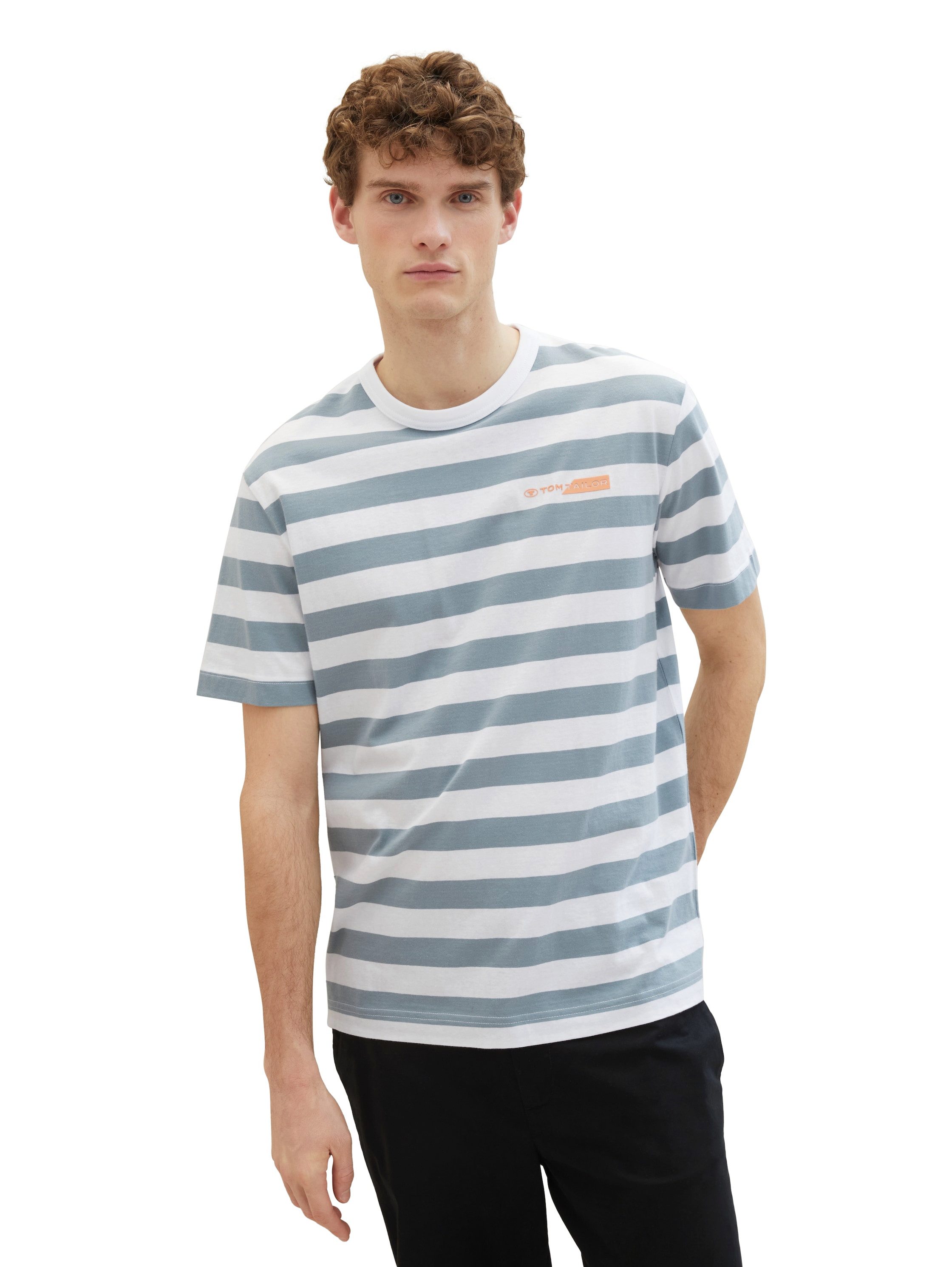 Tom Tailor T-shirt met gestreept patroon heren t-shirts maat S grijs