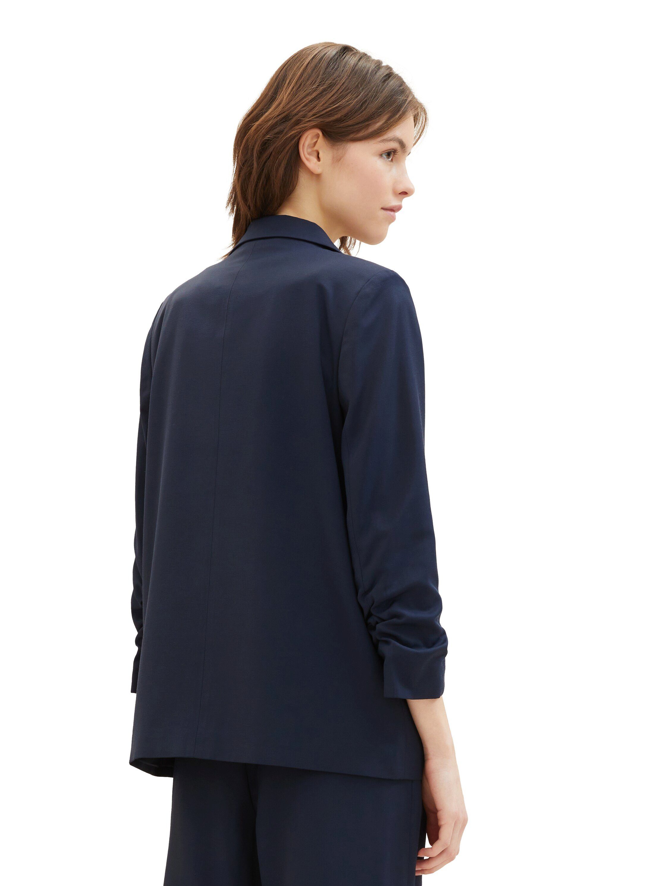 Tom Tailor Denim Korte blazer met gerimpelde mouwen en vloeiende viscose