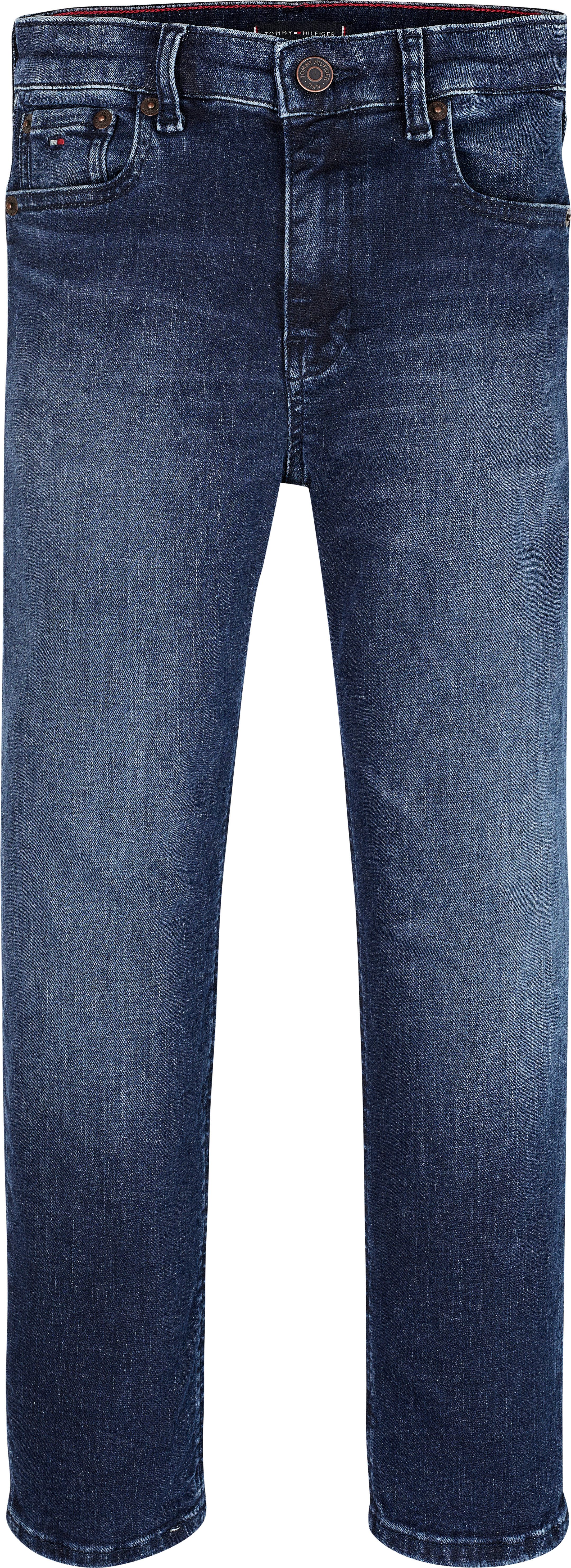 Tommy Hilfiger Straight jeans SKATER BLACK BLUE WASH in skater-vorm met logo-badge