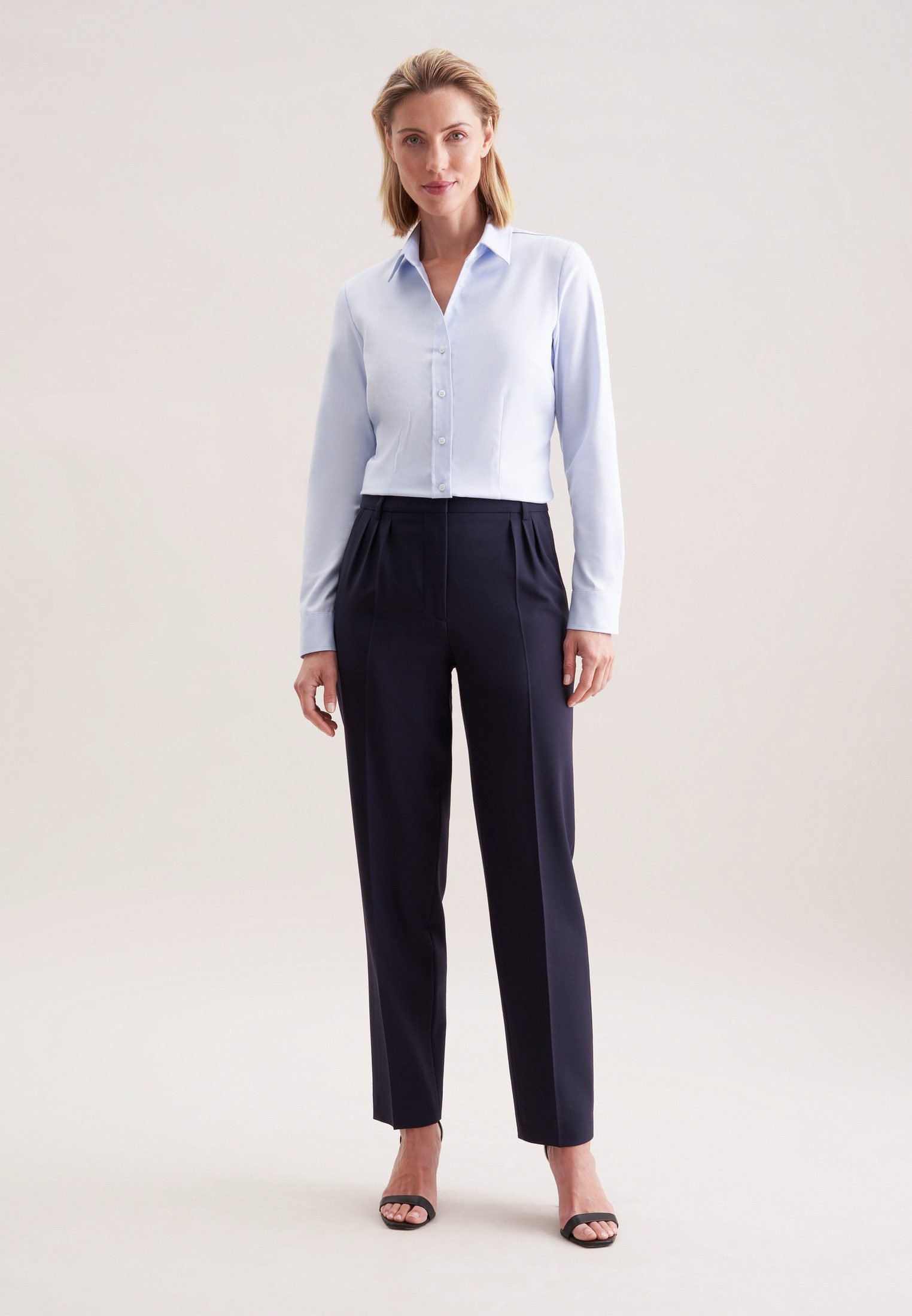 seidensticker Overhemdblouse Zwarte roos Lange mouwen kraag uni
