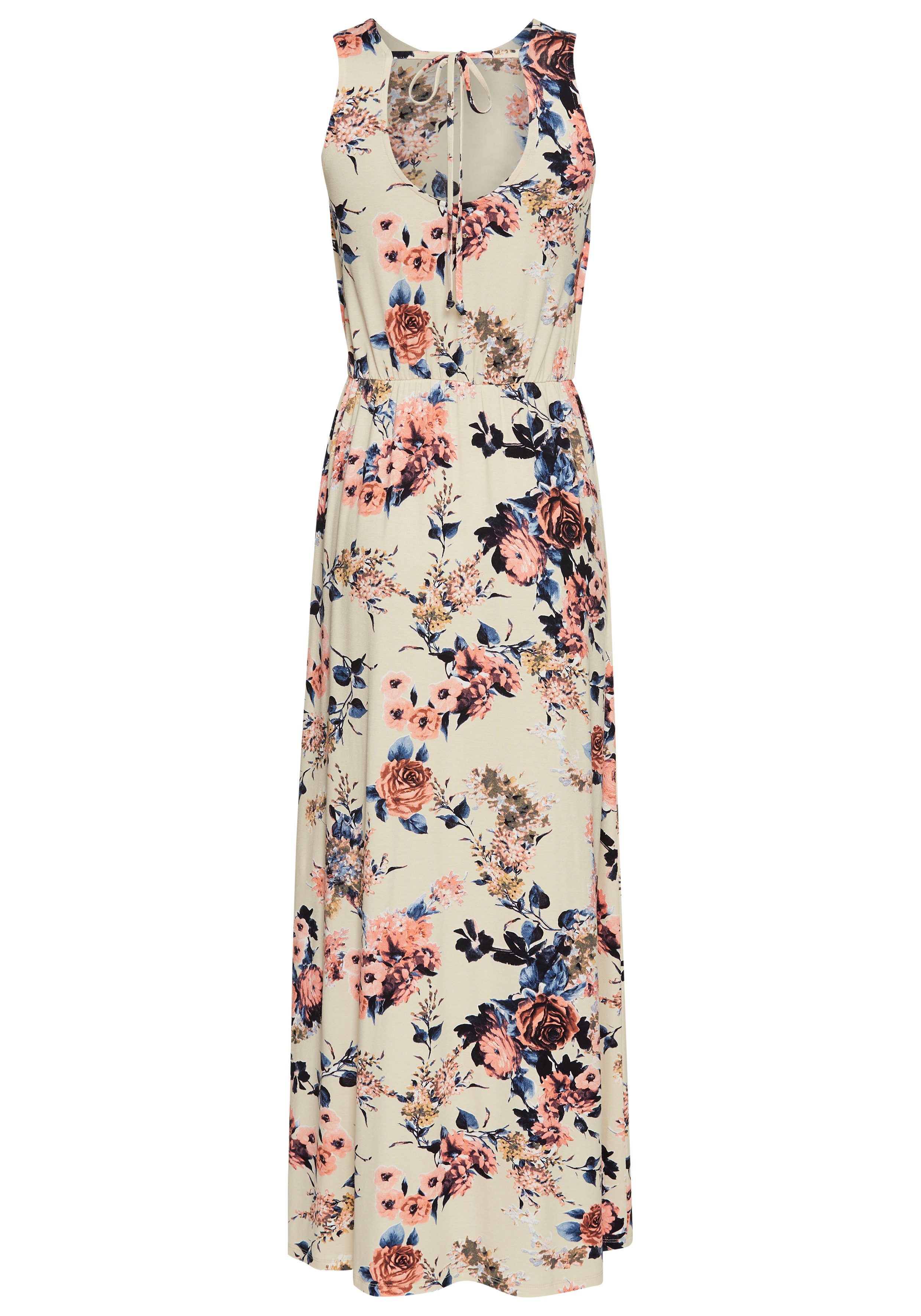 Laura Scott Zomerjurk met hoge ronde hals voor en diepe hals achter, maxijurk - nieuwe collectie