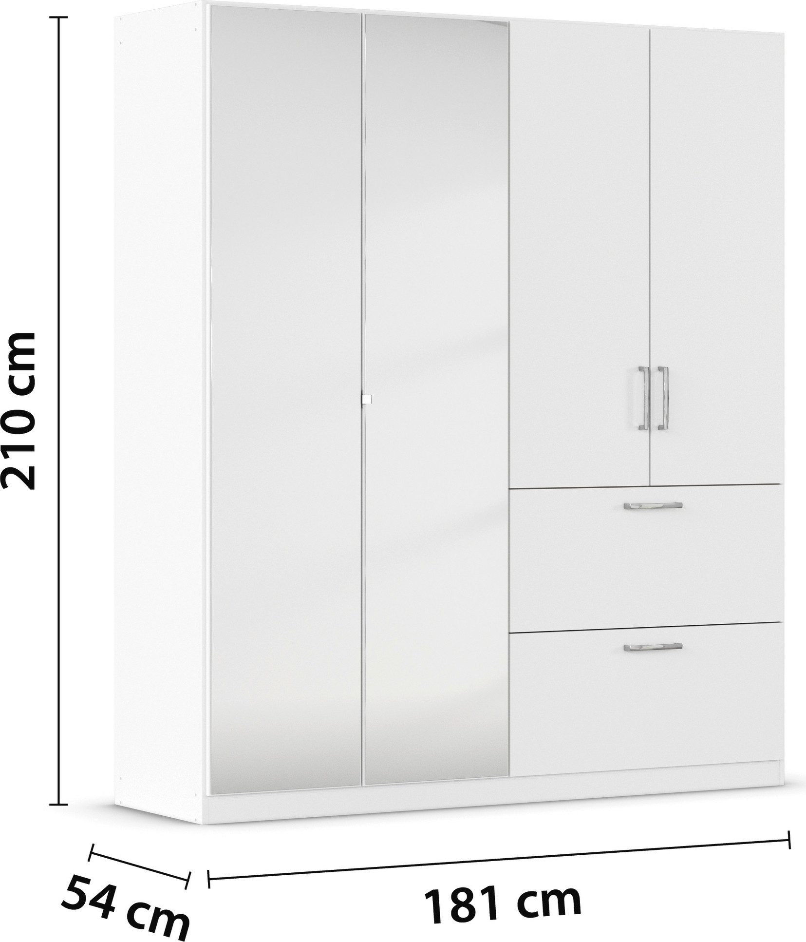 rauch Draaideurkast Kledingkast Kast Garderobe Slaapkamerkast PADUA volledig gemonteerde spiegeldeuren, twee grote lades made in germany