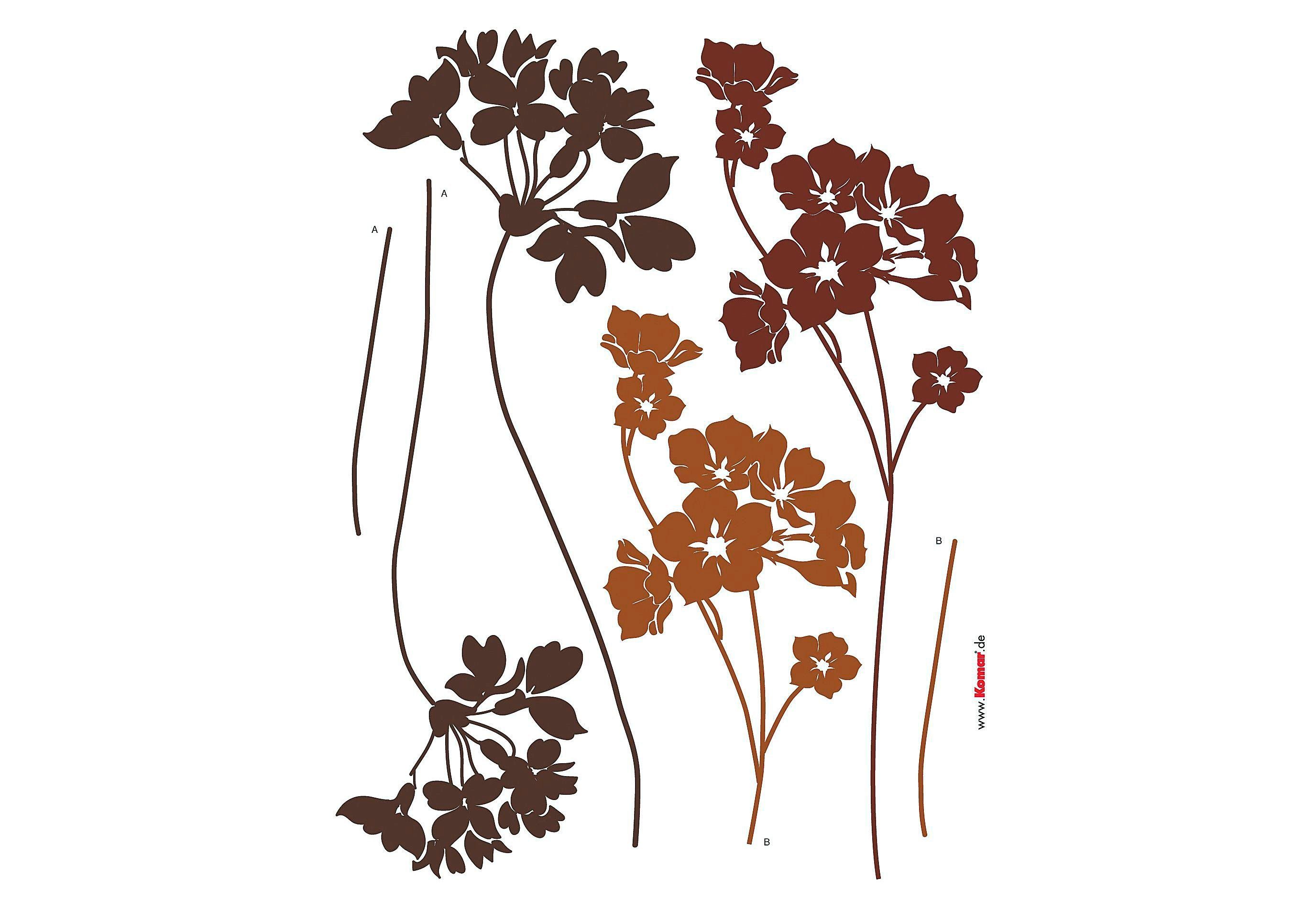 komar wandfolie bloemen 50x70 cm (breedte x hoogte), zelfklevende wandtattoo bruin