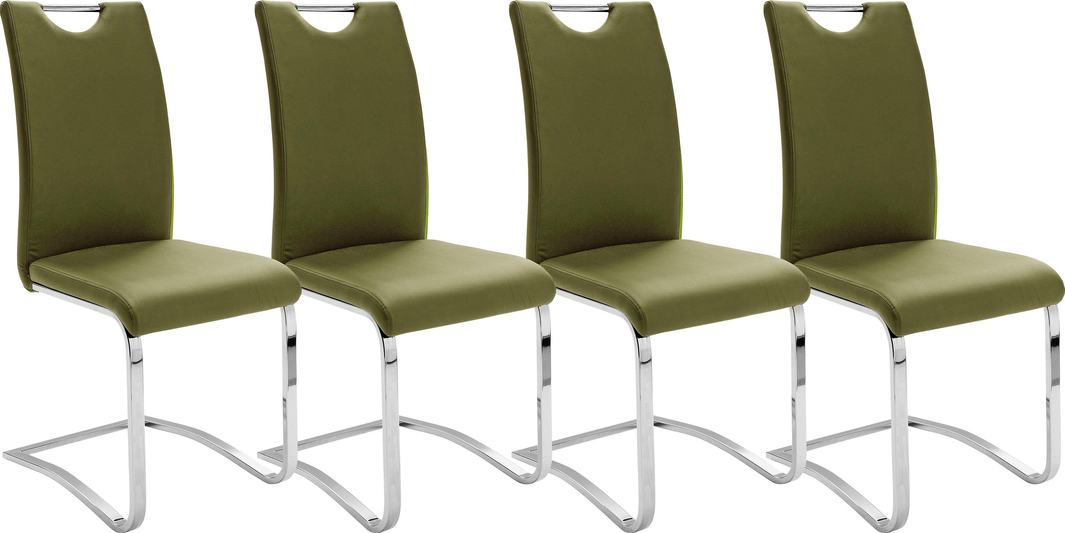 MCA furniture Vrijdragende stoel Keulen Overtrokken met kunstleer, comfortzithoogte, stoel belastbaar tot 120 kg (set, 4 stuks) zweefstoelen groen