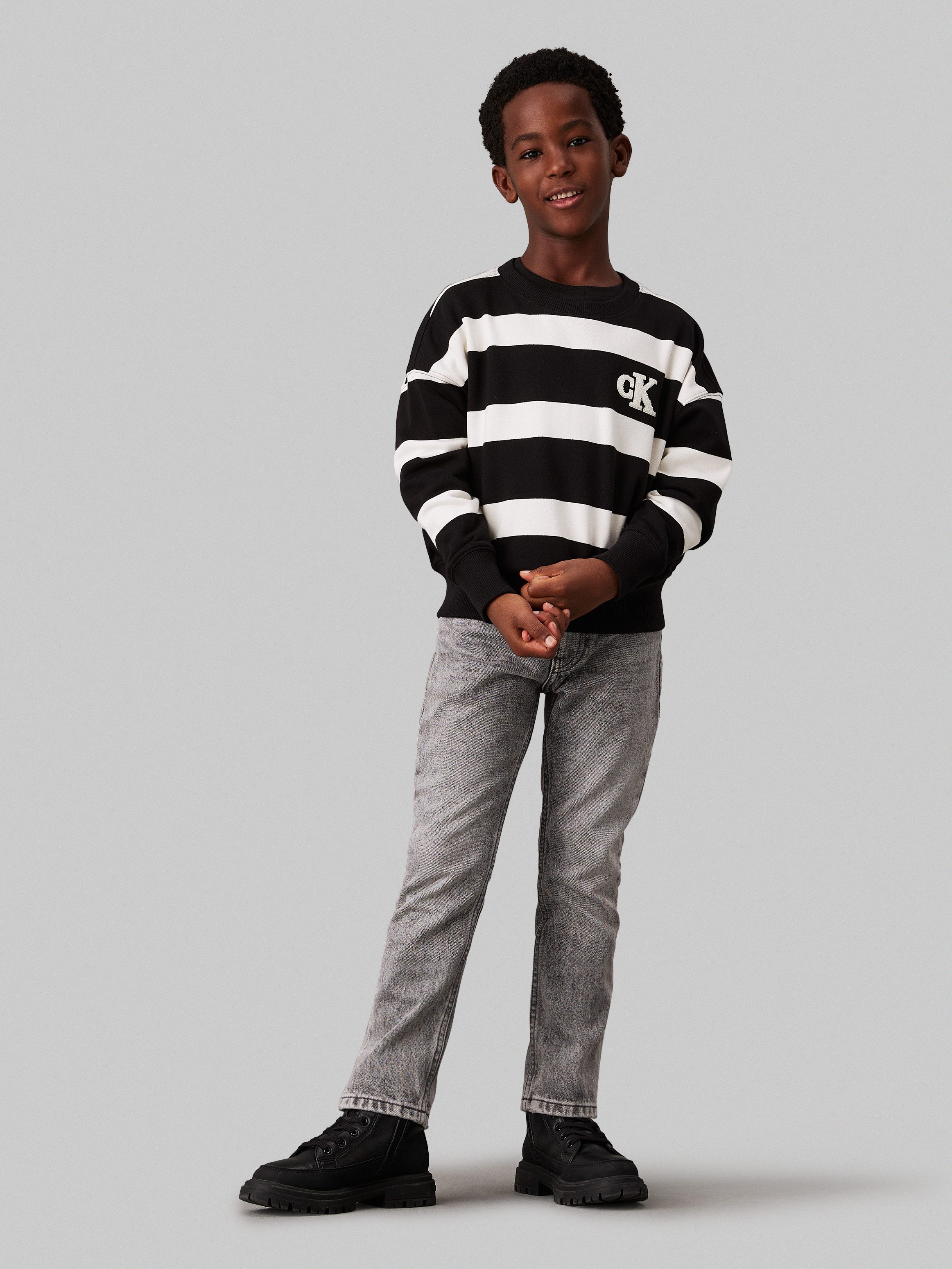 Calvin Klein Sweatshirt Striped Modern Comfort Cn voor kinderen tot 16 jaar en met logo-patch