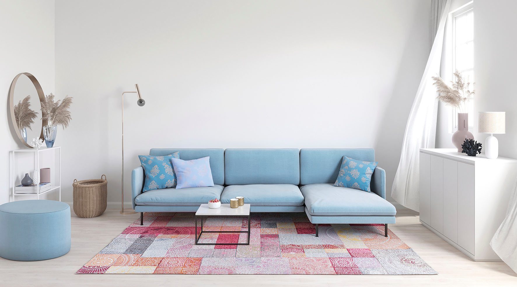 Gino Falcone Vloerkleed Cosima-112 Platweefsel, met chenillegaren, modern patchworkdesign, ornamenten