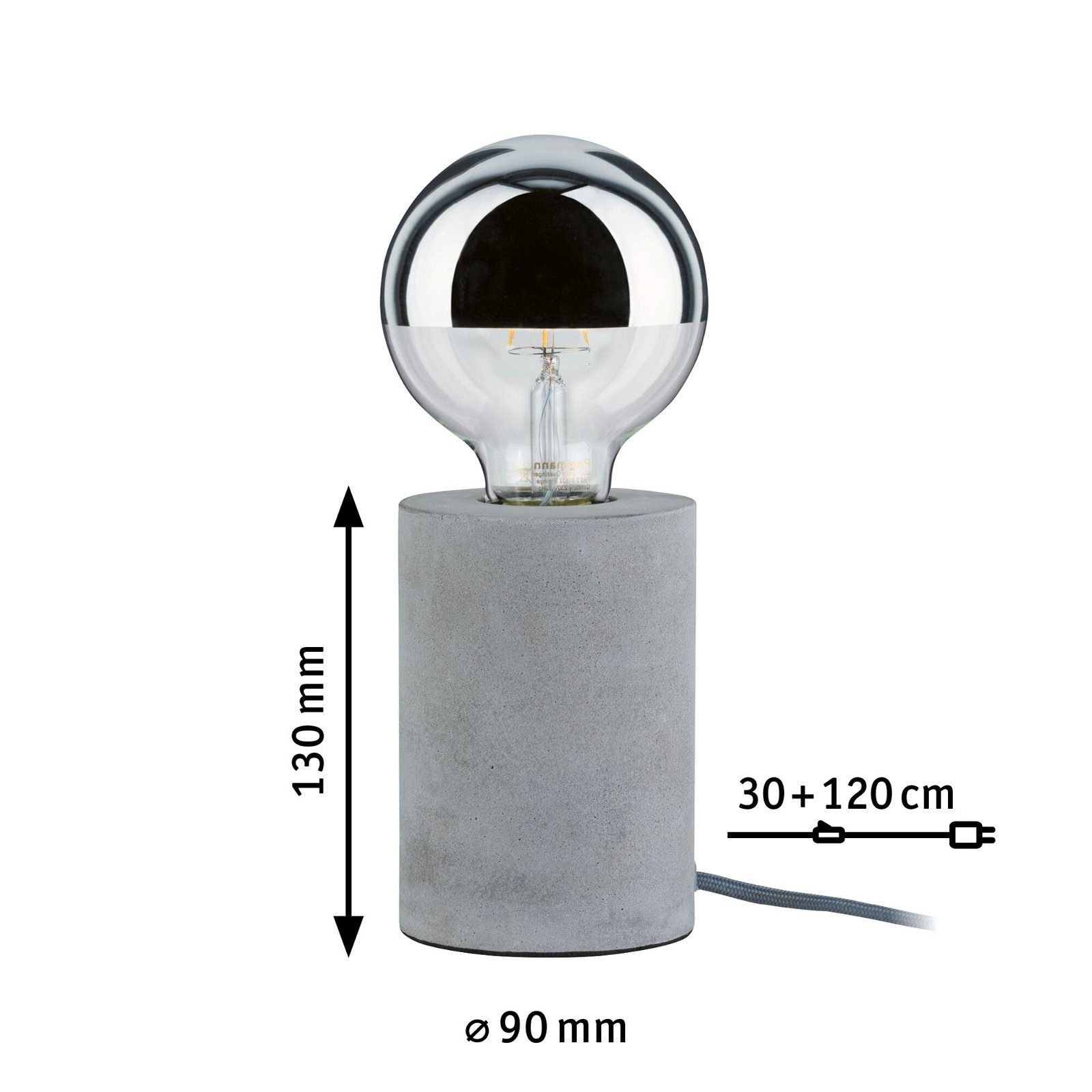 Paulmann Tafellamp Neordic Mik rond max.1x20W E27 Grijs 230V Beton (1 stuk)