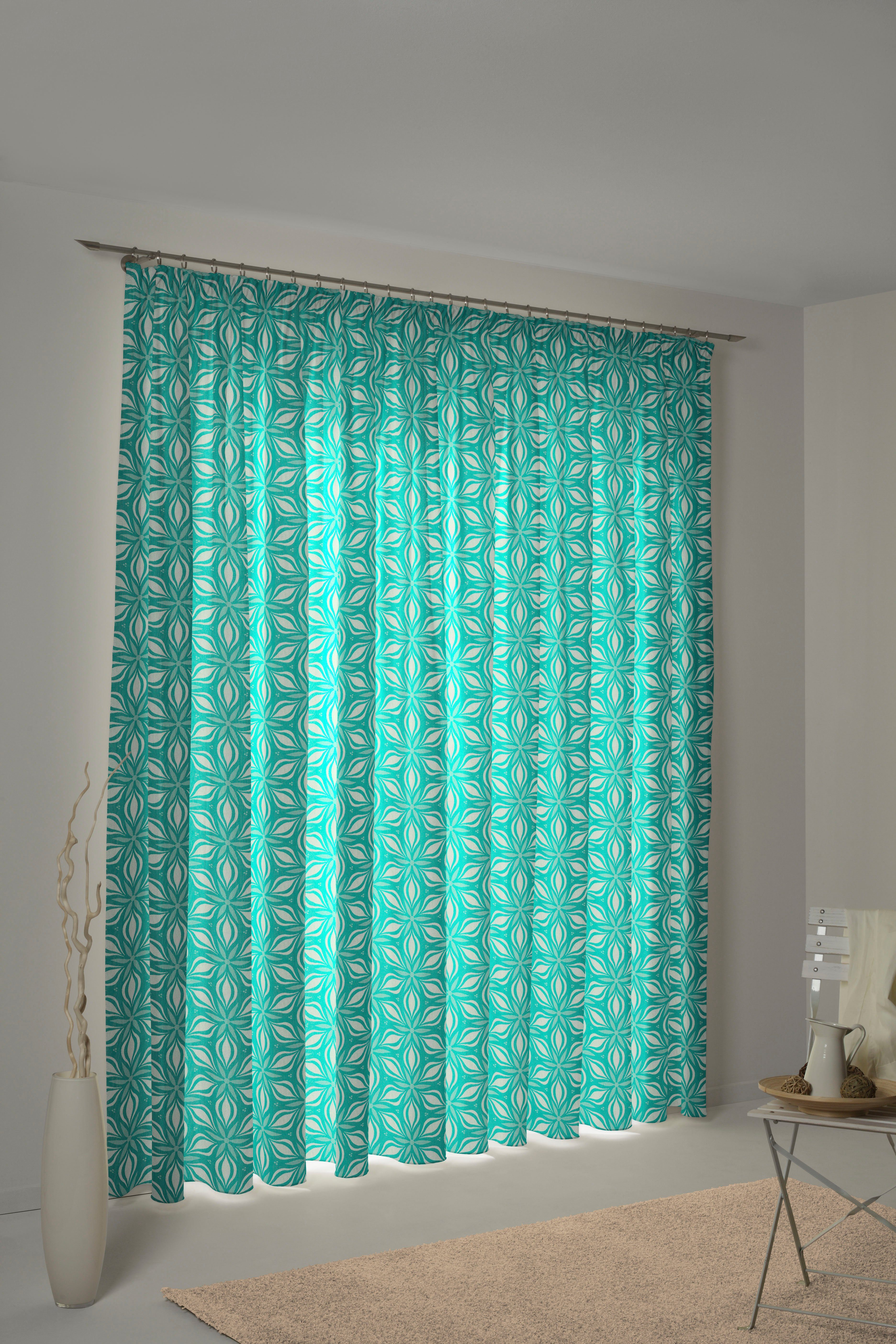 Adam Gordijn Retro Floret (1 stuk) kant & klaar gordijnen maat H/B: 175/145 cm groen