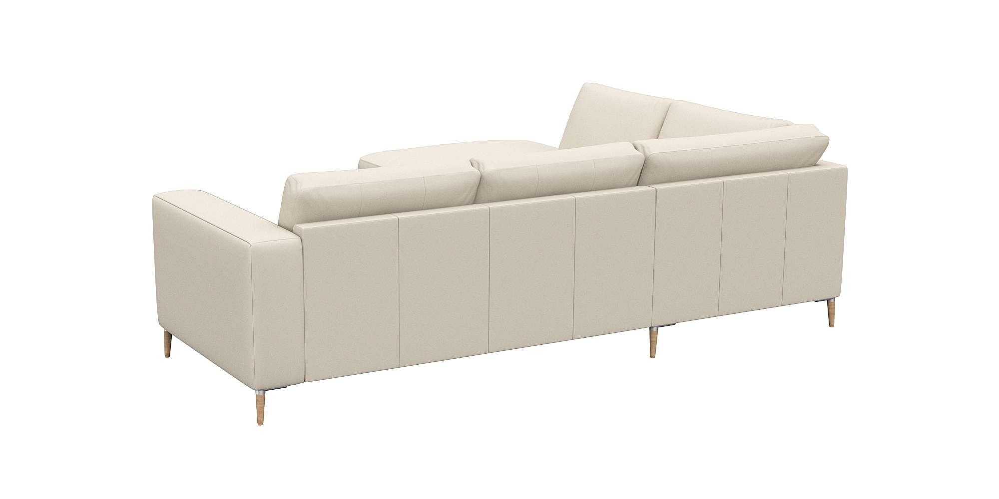 FLEXLUX Hoekbank Fiore, L-vorm brede armleuningen, aluminium/eiken poten, bxd 241x225 cm, koudschuim in de zitting