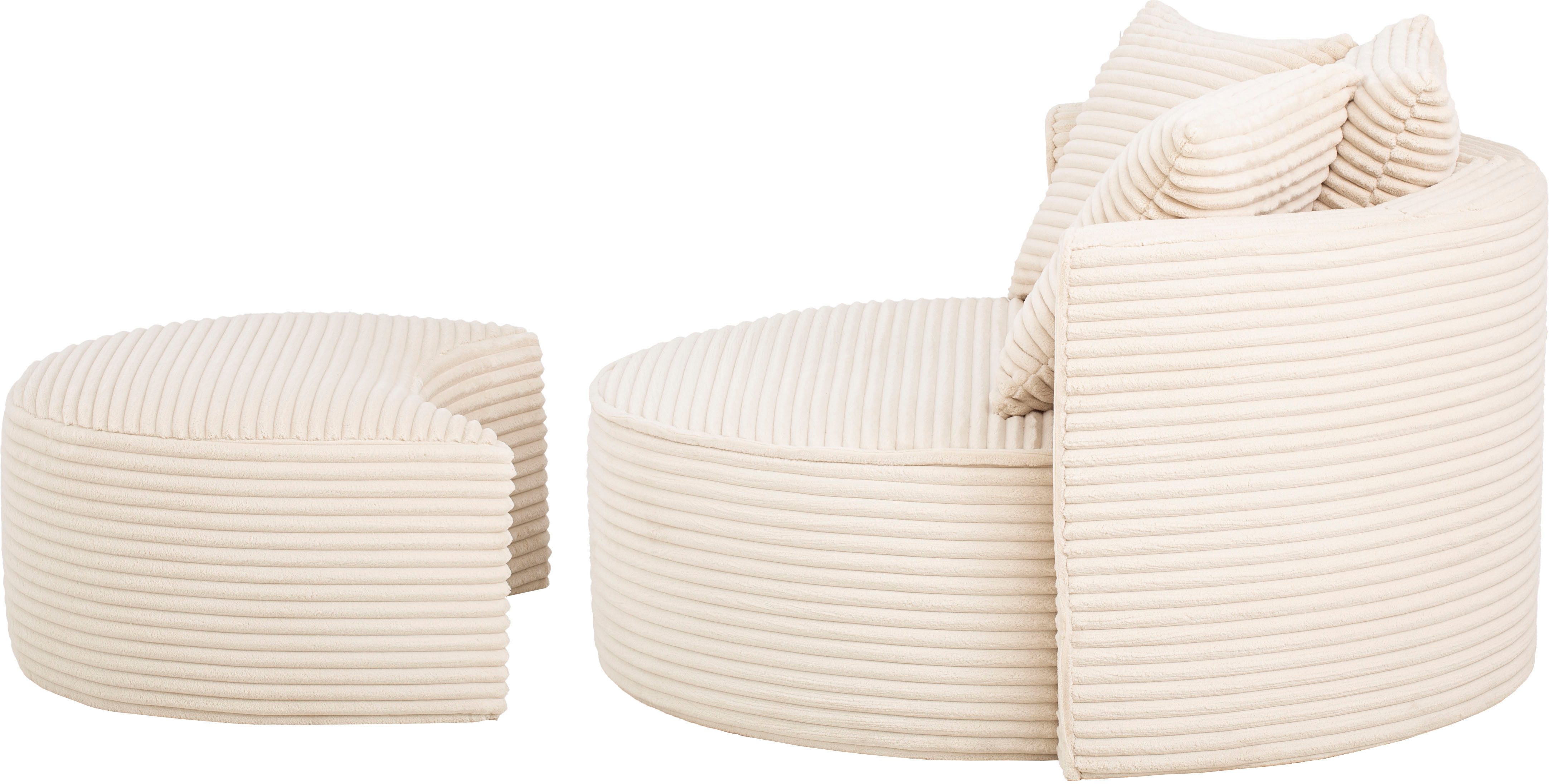 LeGer Home by Lena Gercke XXL-fauteuil Isalie, ronde stoel met voetensteun, leesstoel, loveseat, grote stoel (set)