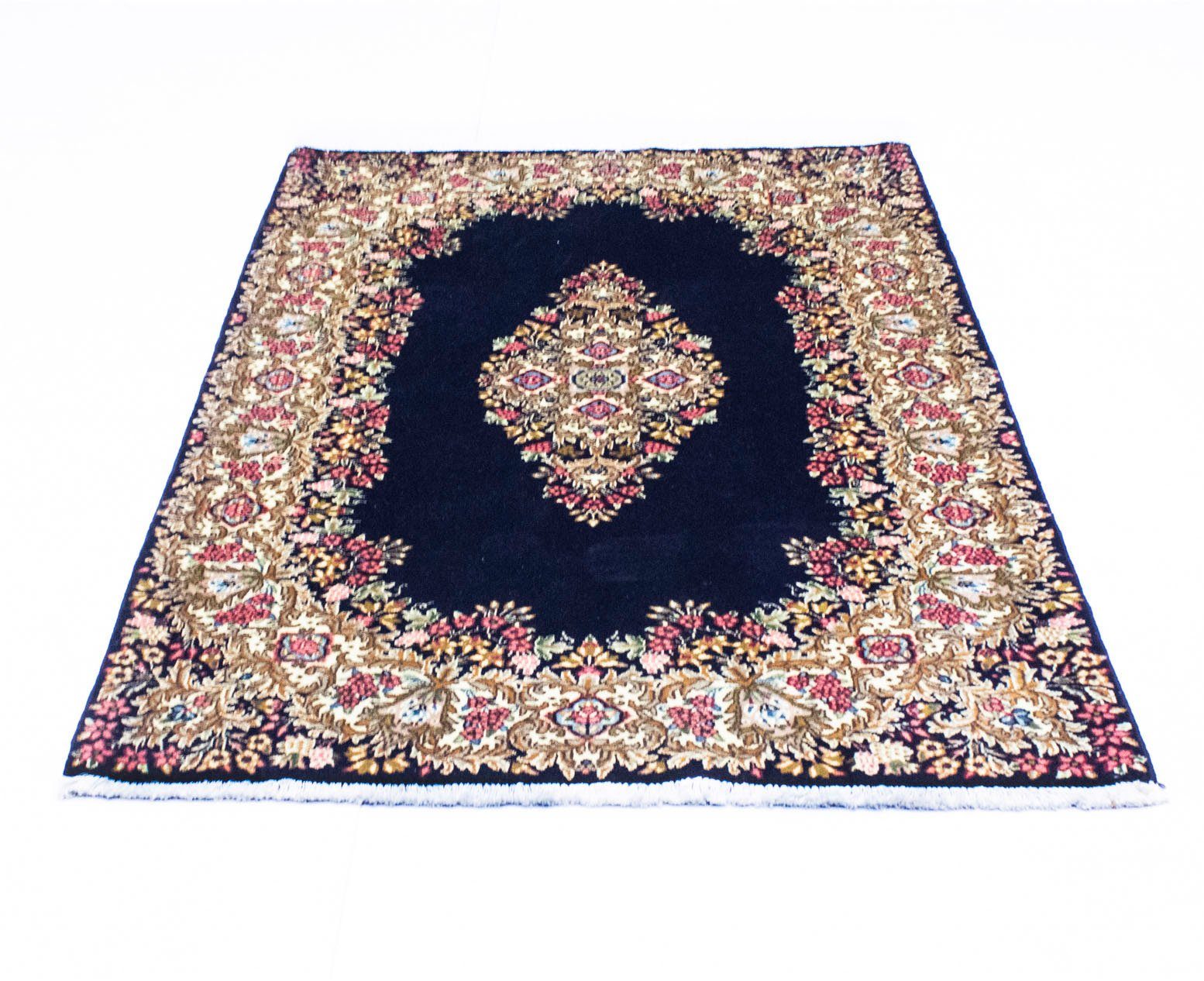morgenland Wollen kleed Rafsanjan vloerkleed met de hand geknoopt donkerblauw