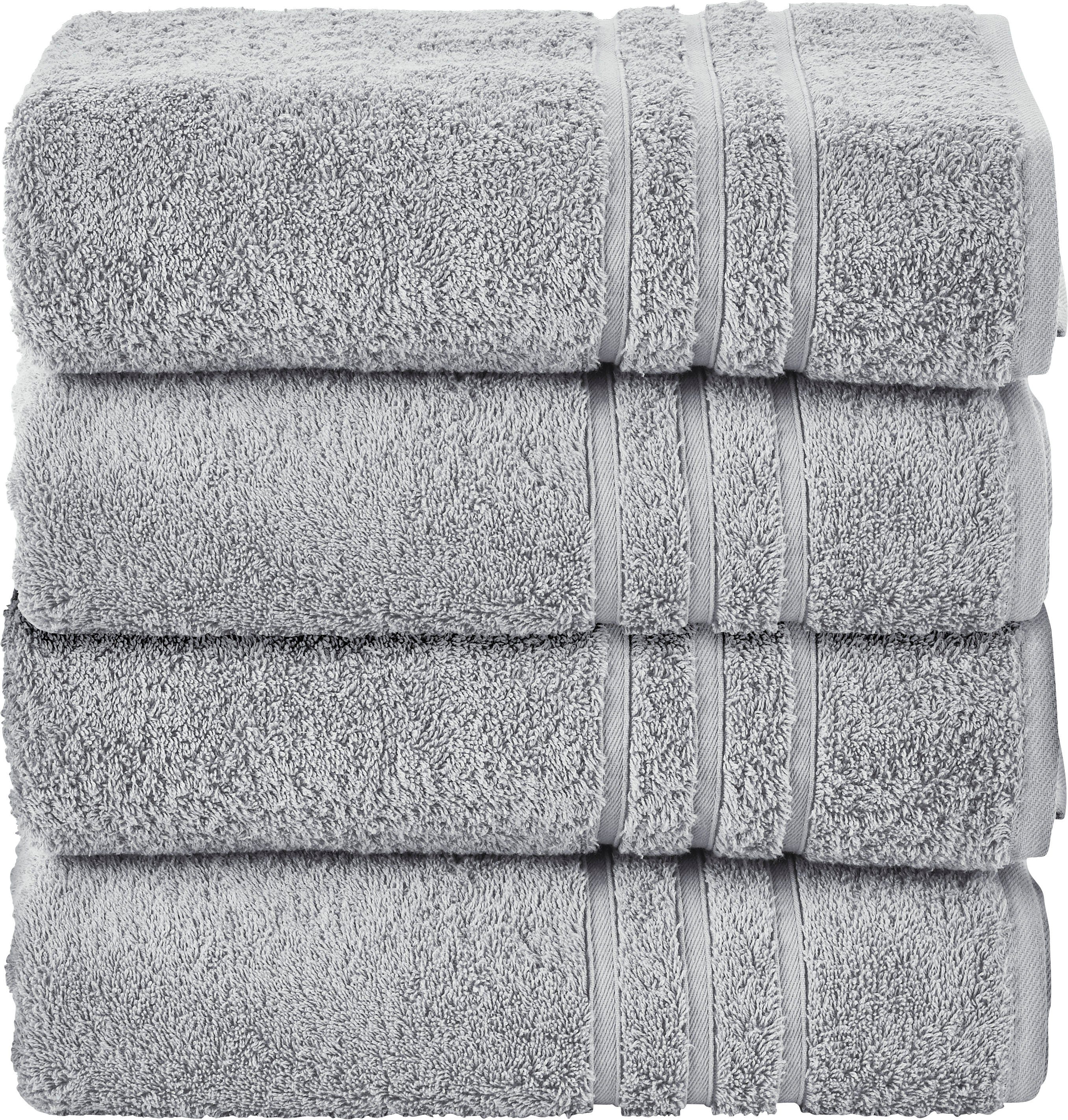 done. Handdoekenset Daily uni Unikleurig, absorberende walk-badstof (set, 4 stuks) handdoeken zilver(kleur)