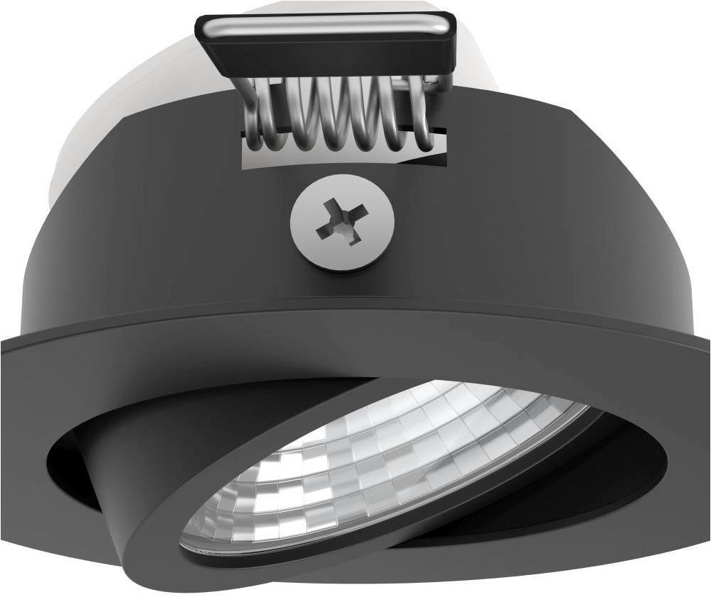 EGLO Plafondlamp SALICETO inbouwlamp, 3-delige set, zwart, dimbaar, kop draaibaar (1 stuk)