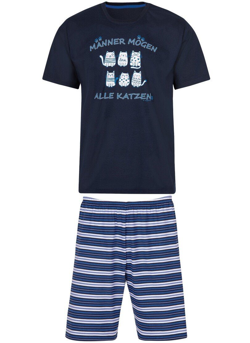 Trigema Pyjama TRIGEMA pyjama met korte broek en poezenmotief