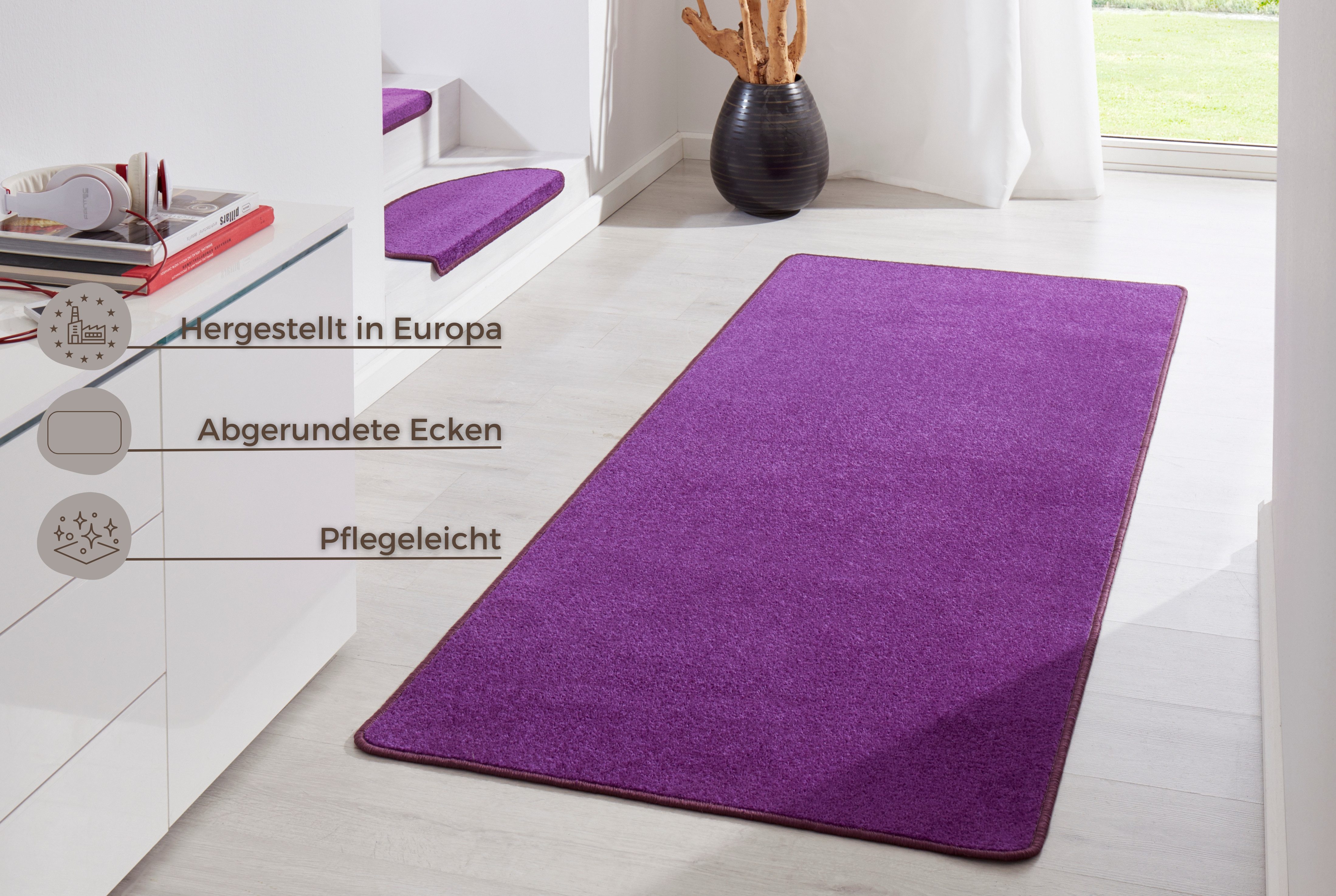 HANSE Home Vloerkleed Fancy Kortpolig, loper, effen, geketteld, woonkamer, slaapkamer, eetkamer