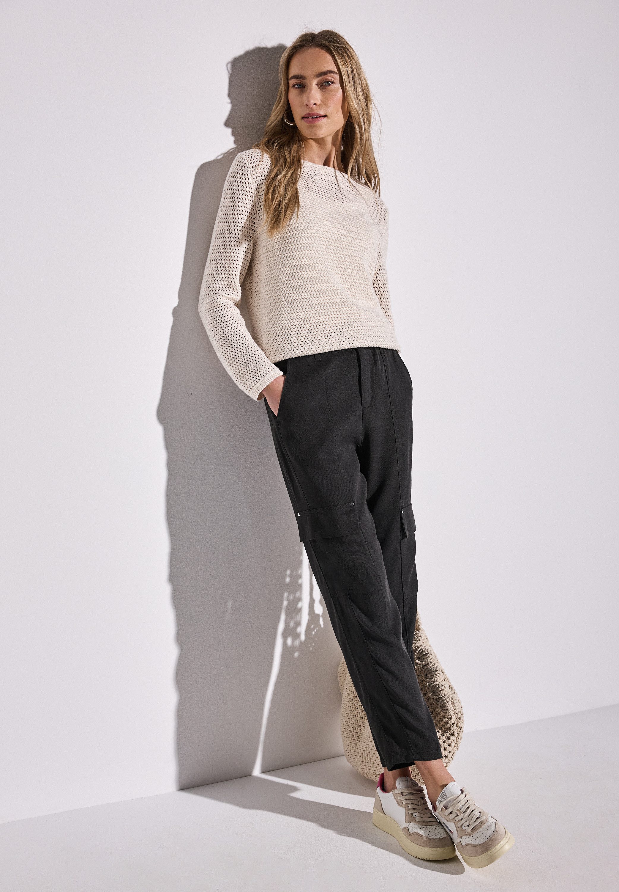 STREET ONE Paperbag-broek in cargo-look