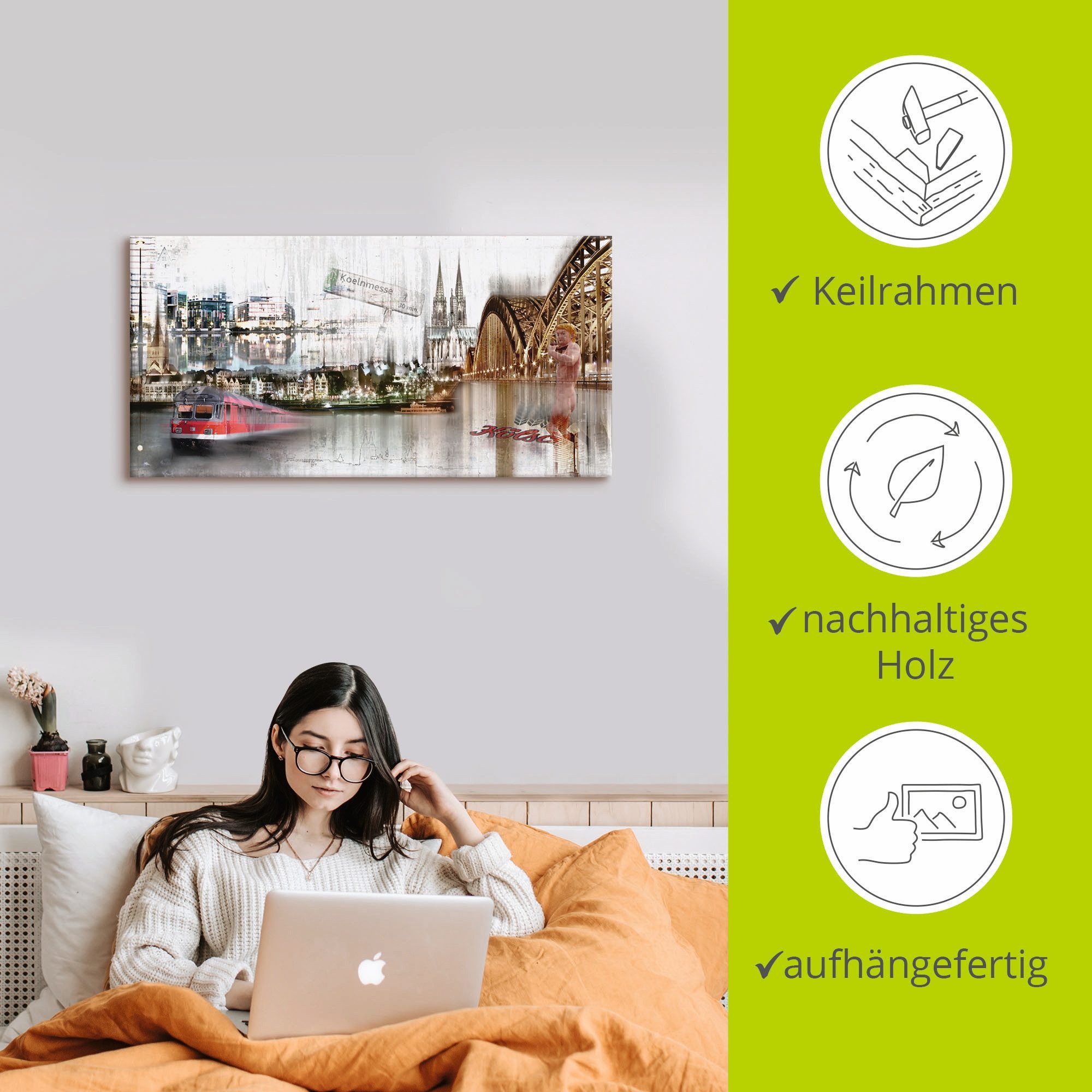 Artland Artprint Keulen Skyline collage I als artprint op linnen, poster in verschillende formaten maten
