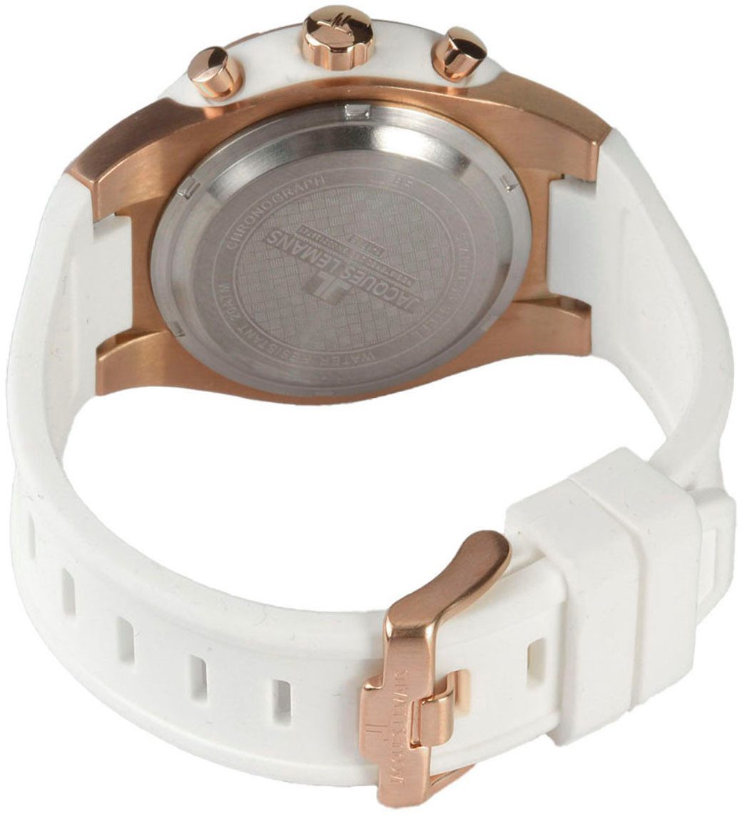 Jacques Lemans Chronograaf Miami Quartzhorloge, horloge, dames, heren, siliconen band, tot 20 bar waterdicht