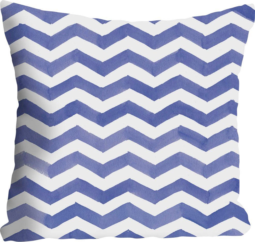 queence Sierkussen Marius Kussenhoes, zigzag-lijnen, turquoise, wit, geometrisch, modern (1 stuk)
