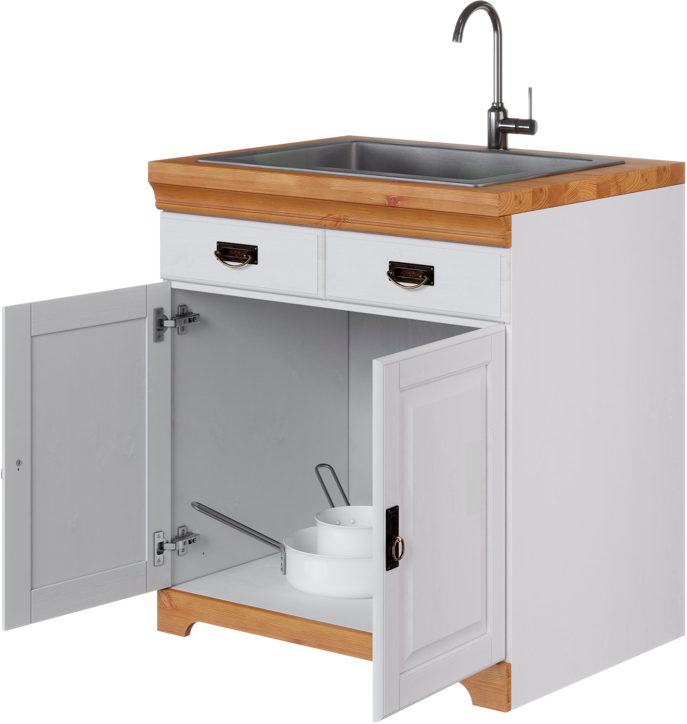 Home affaire Gootsteenkast Rügen Breedte 80 cm, massief grenen, met 2 deuren