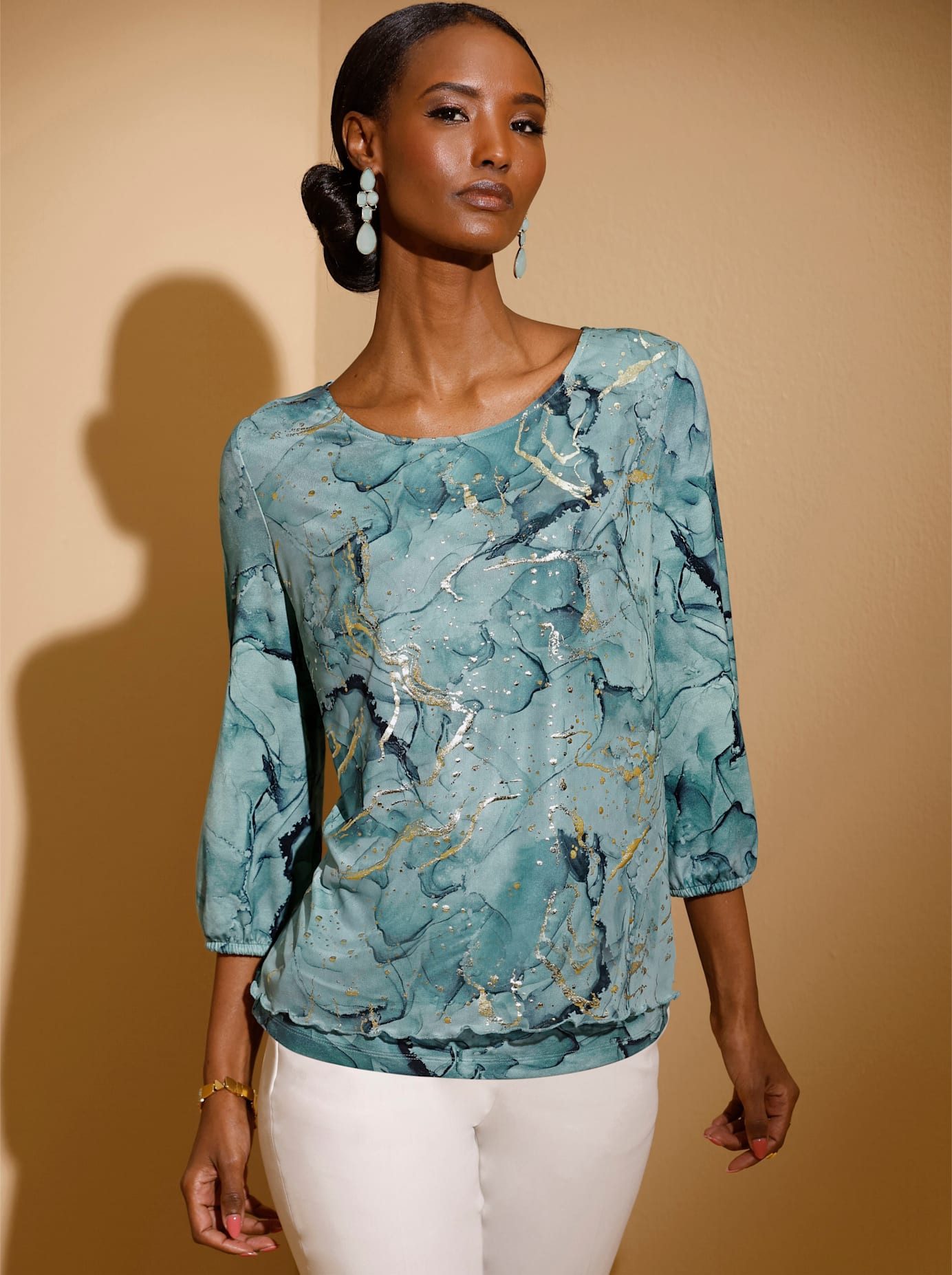 Creation L Shirt met 3/4 mouwen Mesh-shirt (1-delig)