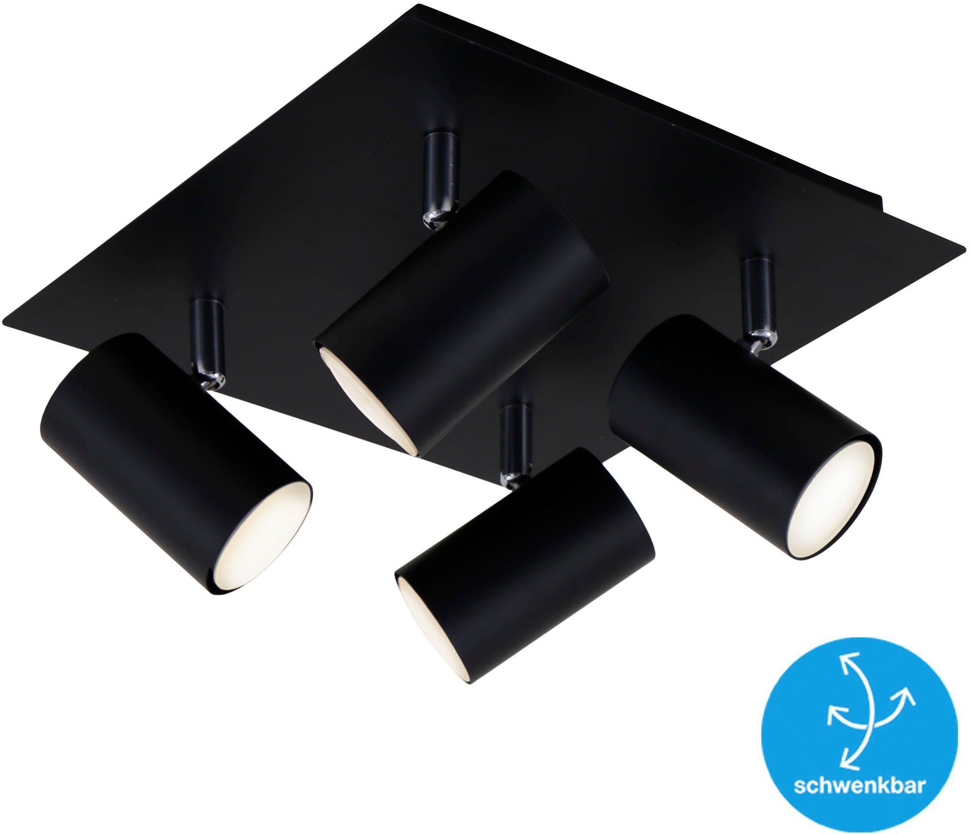 Briloner Leuchten Ledplafondspots 2857045 Run Plafondlamp, 26,5x26,5x12,3 cm, zwart, max. 40W, GU10, woonkamer