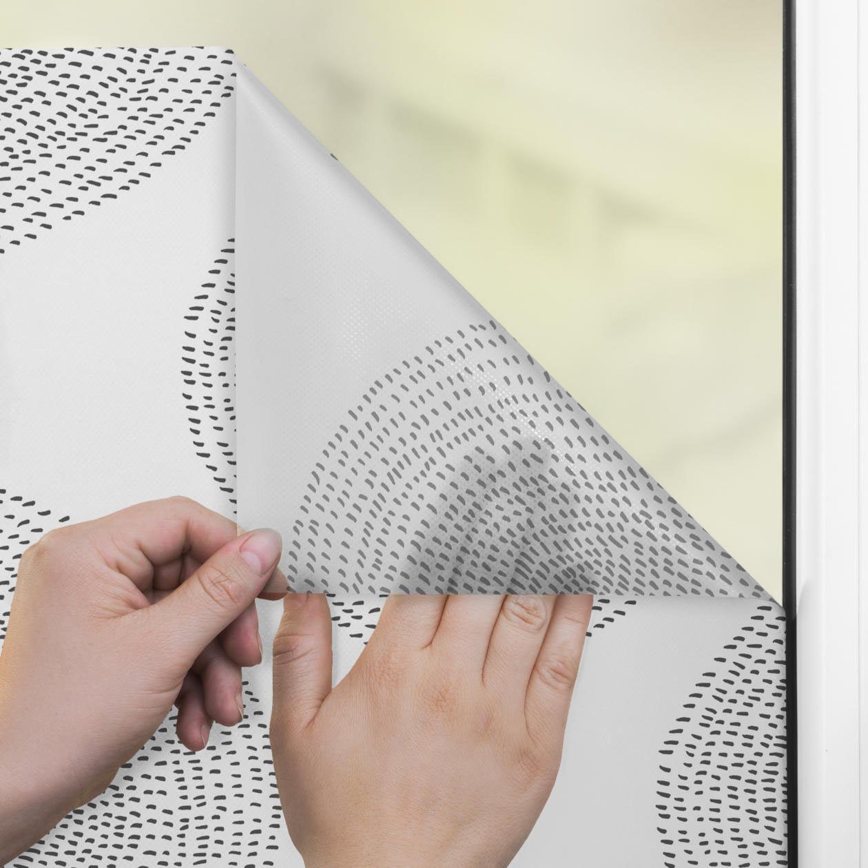LICHTBLICK Raamfolie zelfklevend, bescherming tegen inkijk, Stripy boho Drop - wit (1 stuk)
