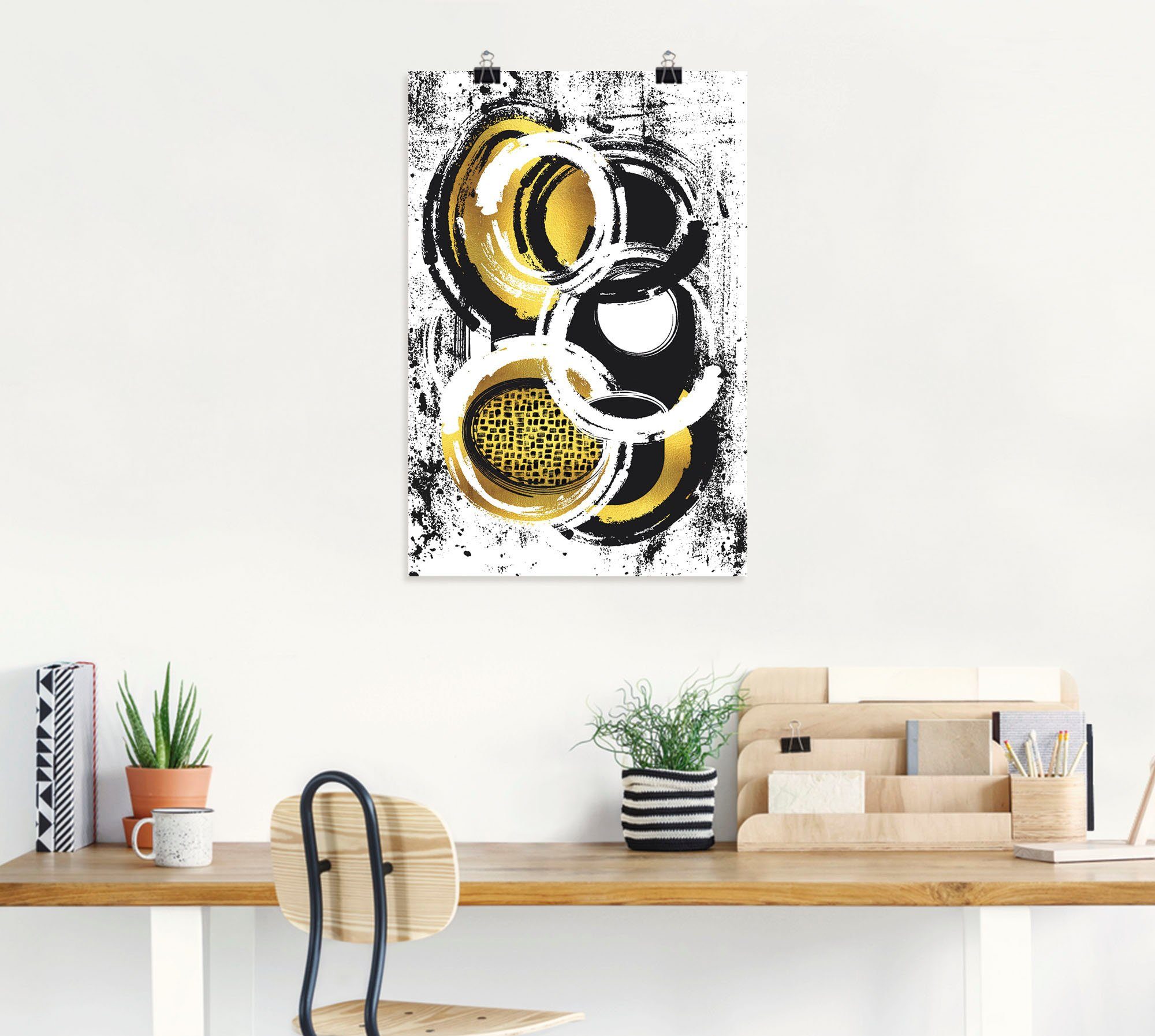 Artland Artprint Abstracte schilderkunst Nr. 2 goudkleur als artprint op linnen, poster, muursticker in verschillende maten