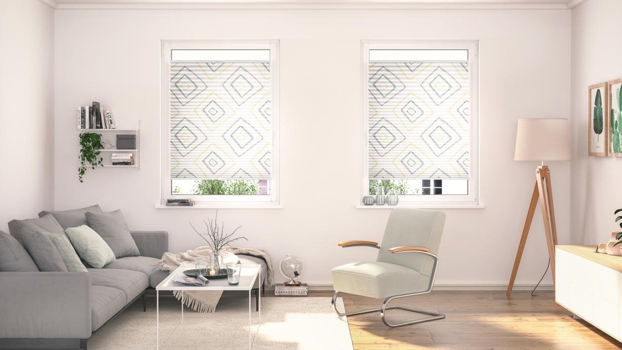 LICHTBLICK Plissé Klemmfix, zonder boren, ondoorzichtig, Stripy boho Rectangle (1 stuk)
