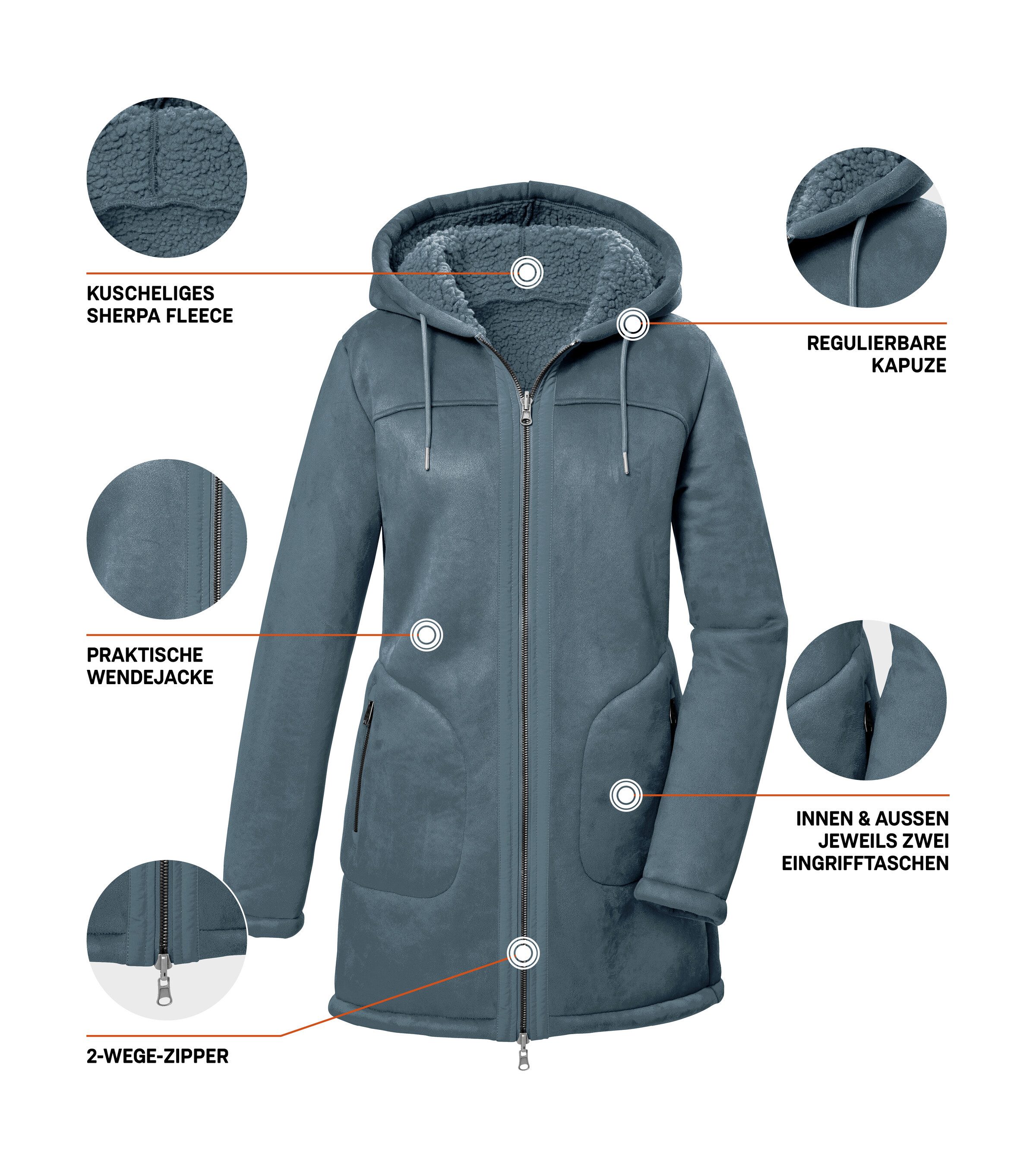 G.I.G.A. DX by killtec Functionele parka GW 63 WMN PRK Reversible parka met 2 zijden, 2-weg rits en capuchon