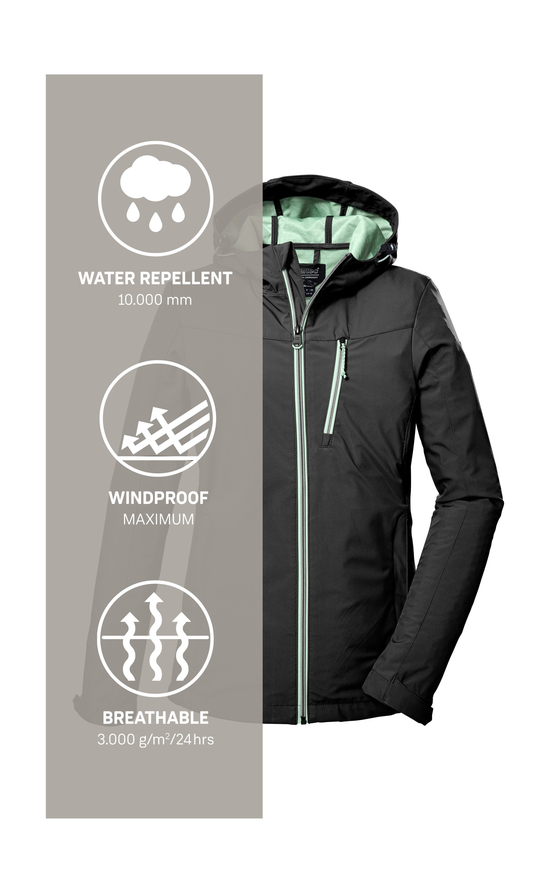 Killtec Softshell-jack KOS 89 WMN SFTSHLL JCKT Dames softshelljack: wind- en waterdicht, ademend