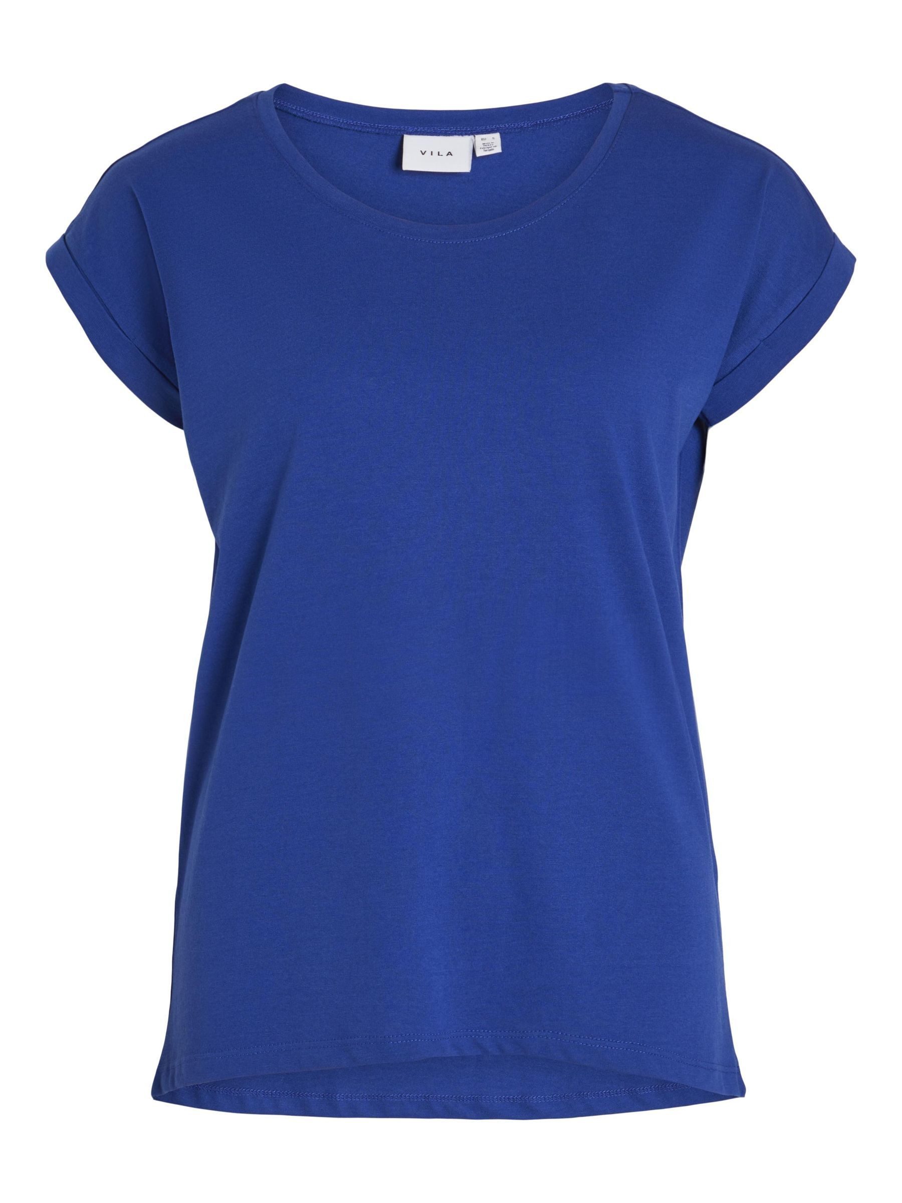 Vila Shirt met ronde hals VIDREAMERS NEW PURE T-SHIRT/SU-NOOS Basic dames T-shirt met ronde hals en omgeslagen mouwen