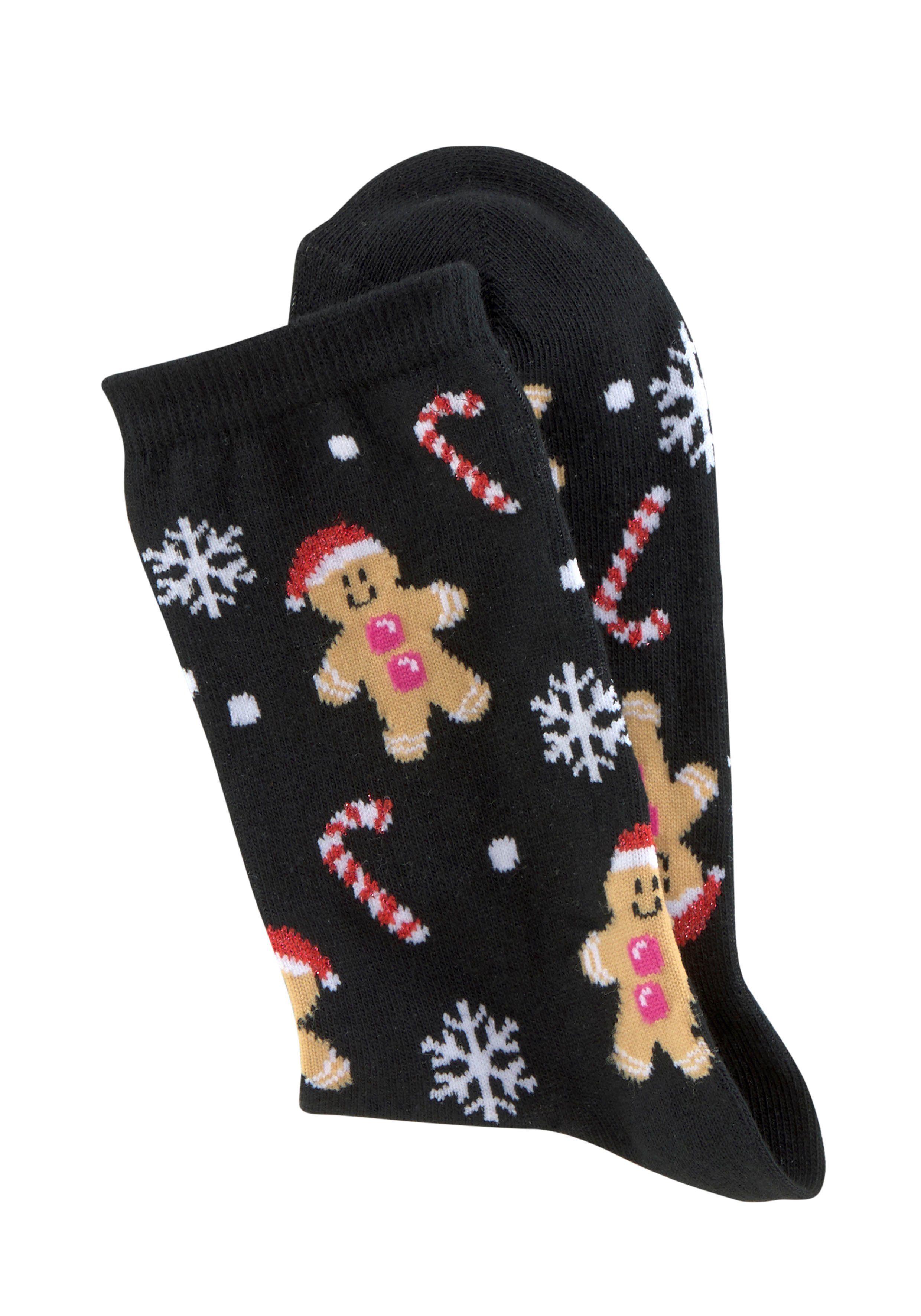 H.I.S Sokken met leuke kerstmotieven (set, 3 paar)