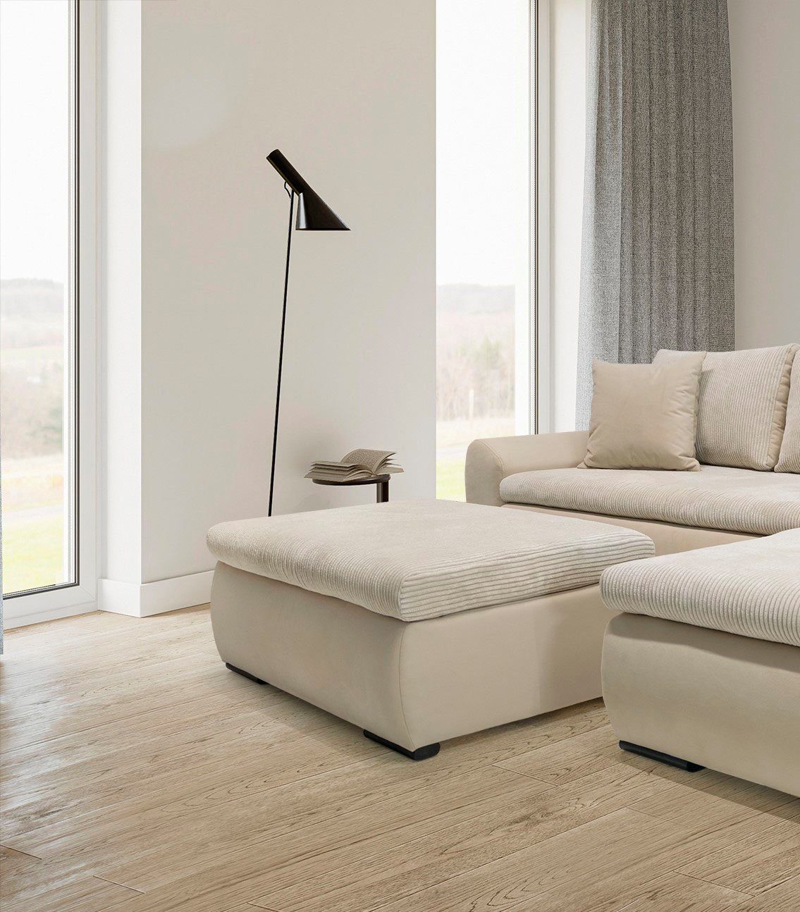 Home affaire Hocker Win met zwarte metalen poten, vrij plaatsbaar