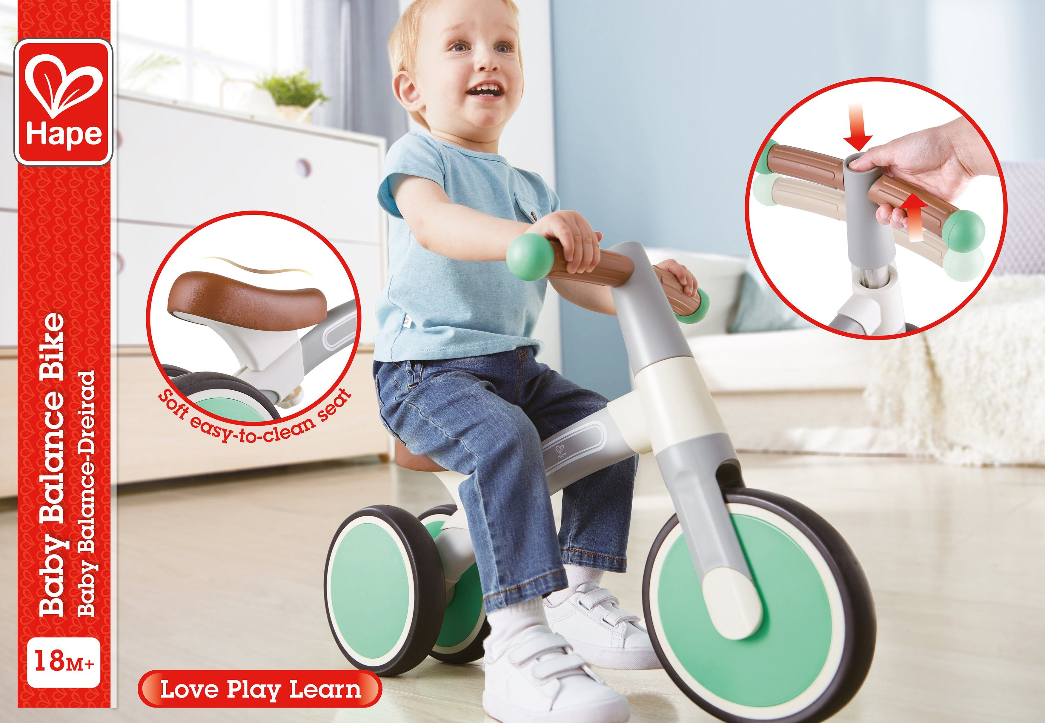 Hape Driewieler Mijn eerste loop-driewieler, lichtgrijs