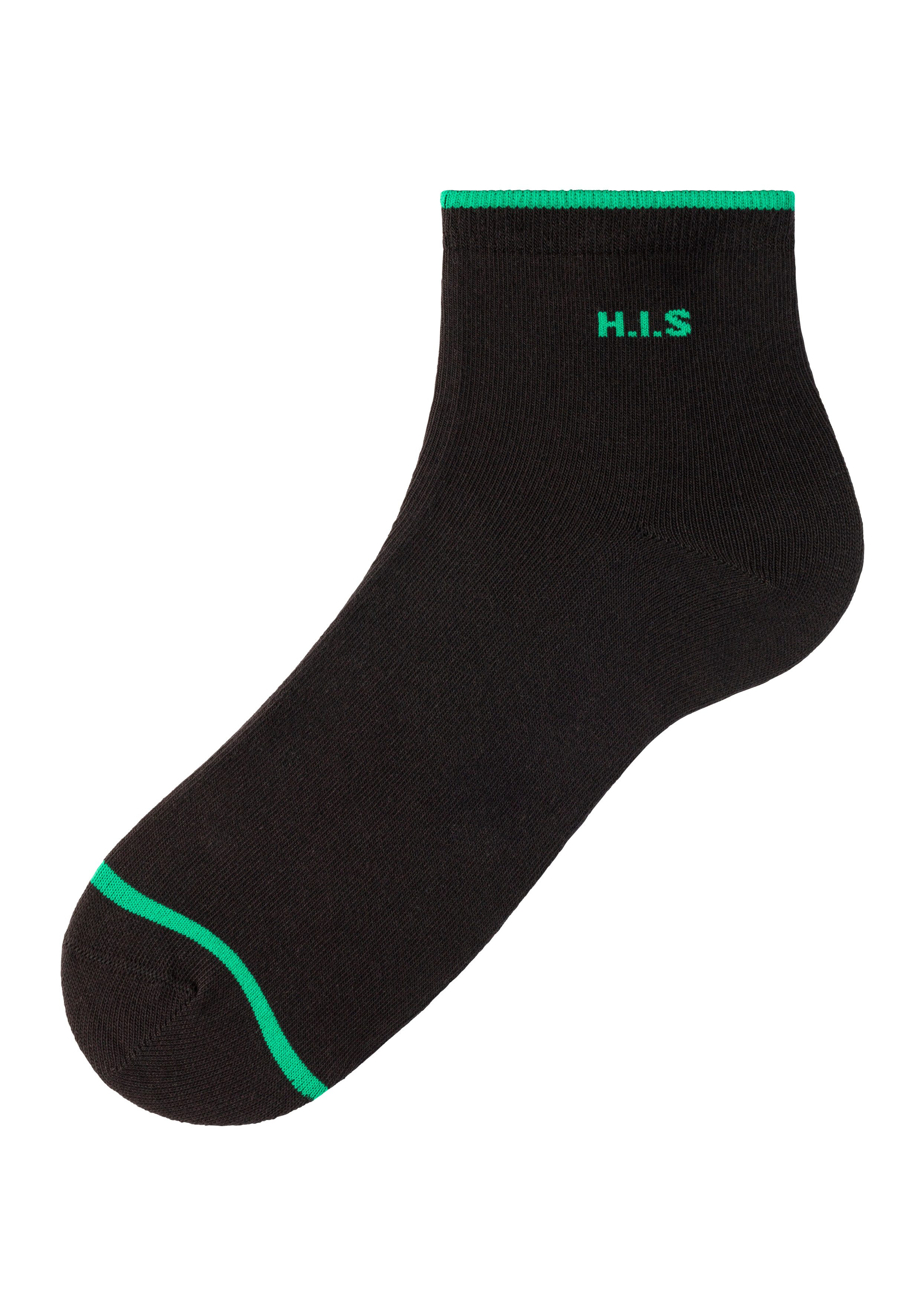 H.I.S Korte sokken met gekleurde boord (set, 7 paar)
