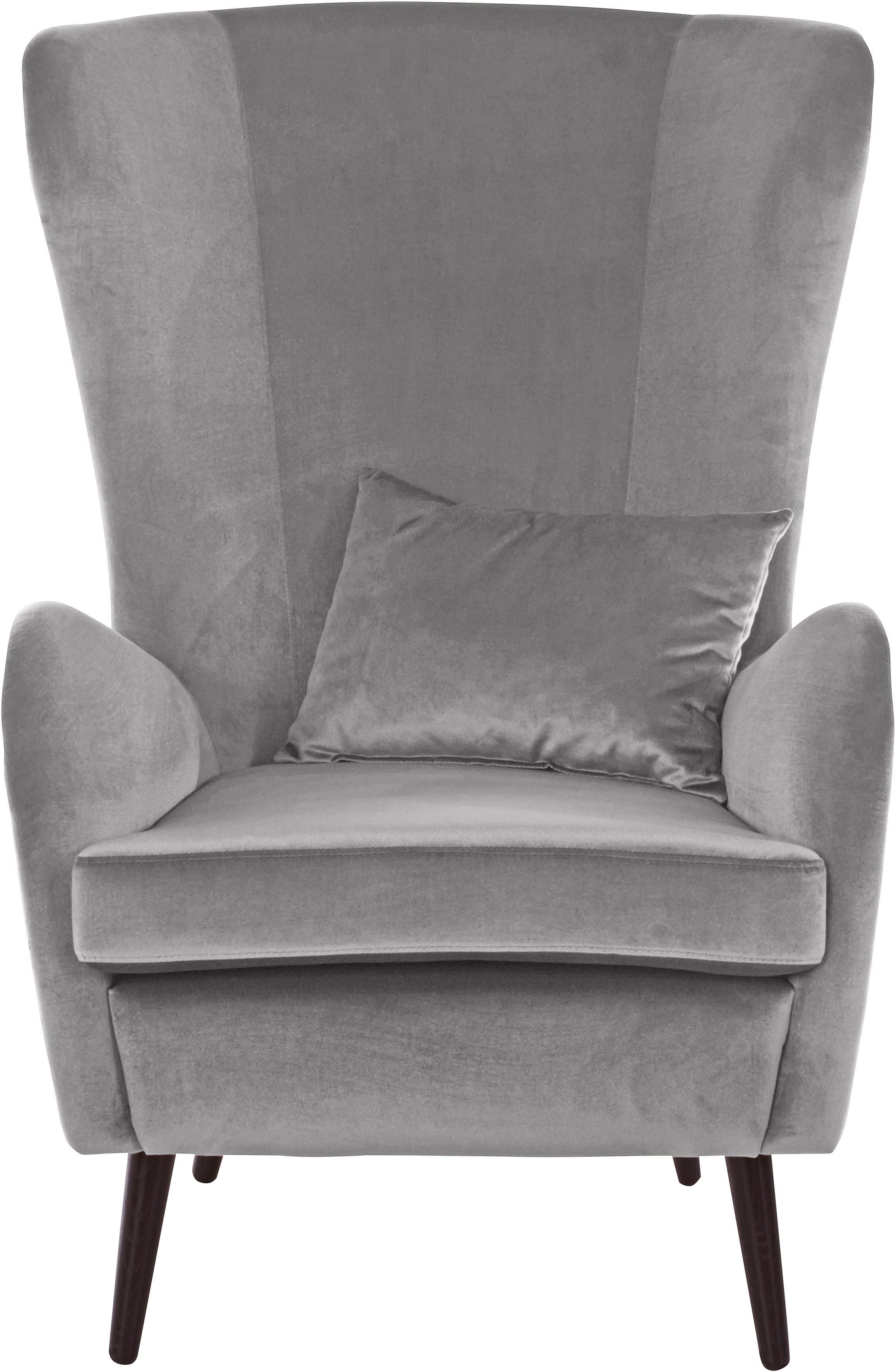 Guido Maria Kretschmer Home&Living Fauteuil Sallito, TV-stoel, oorfauteuil met Hocker, in veel stofkwaliteiten, ook in fluweelcord fauteuils grijs