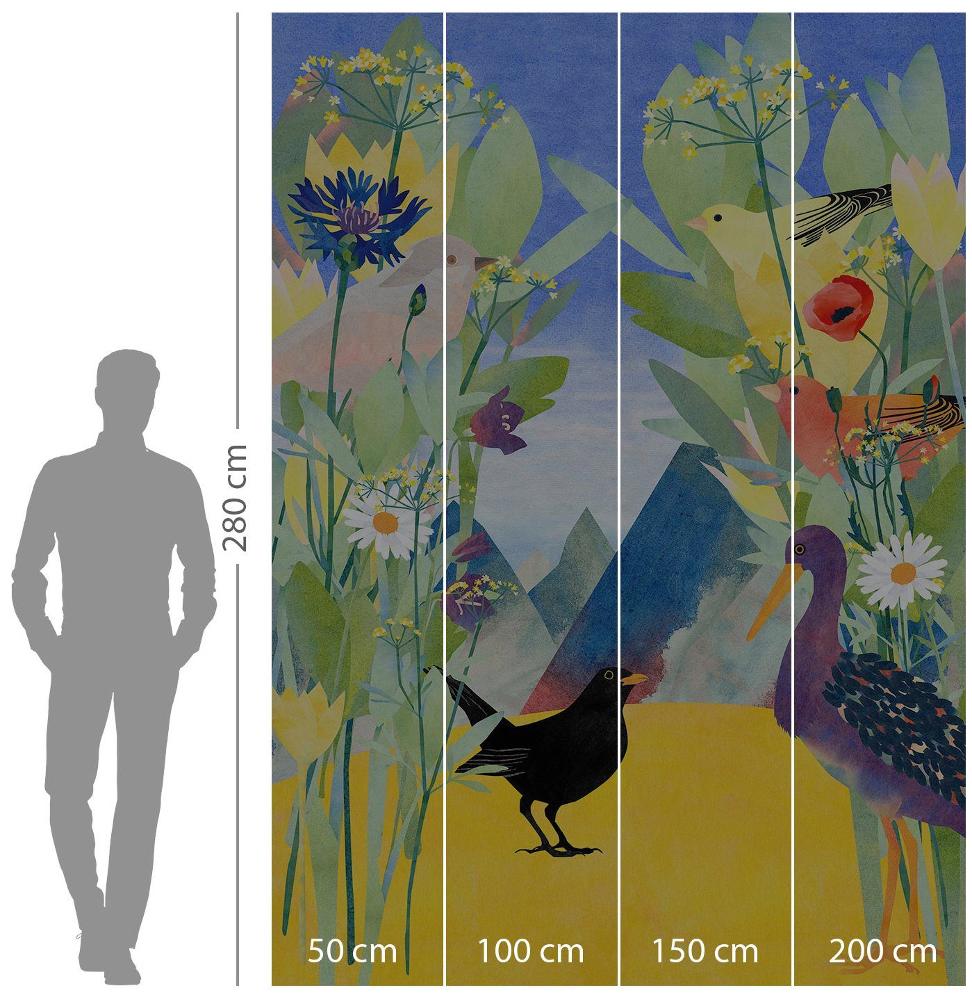 Komar Vliesbehang Digitale print vlies - Twittering - Afmeting 200 x 280 cm