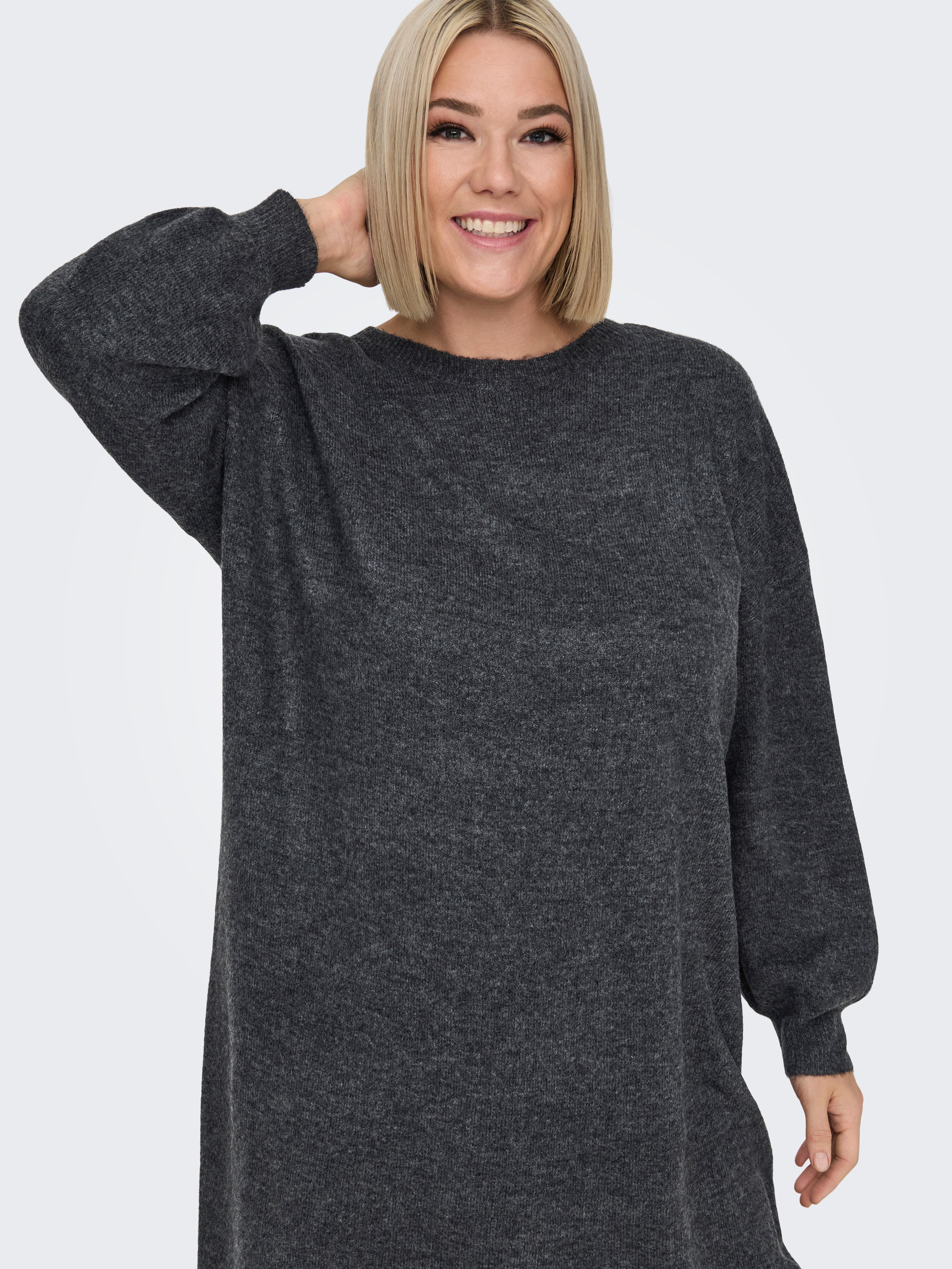 ONLY CARMAKOMA Gebreide jurk CARMANIFESTA LS V-NECK DRESS KNT BF