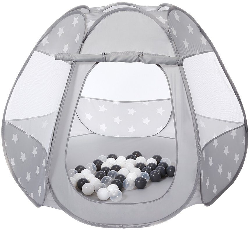 Knorrtoys® Ballenbak Bellox, grey white stars met 50 ballen