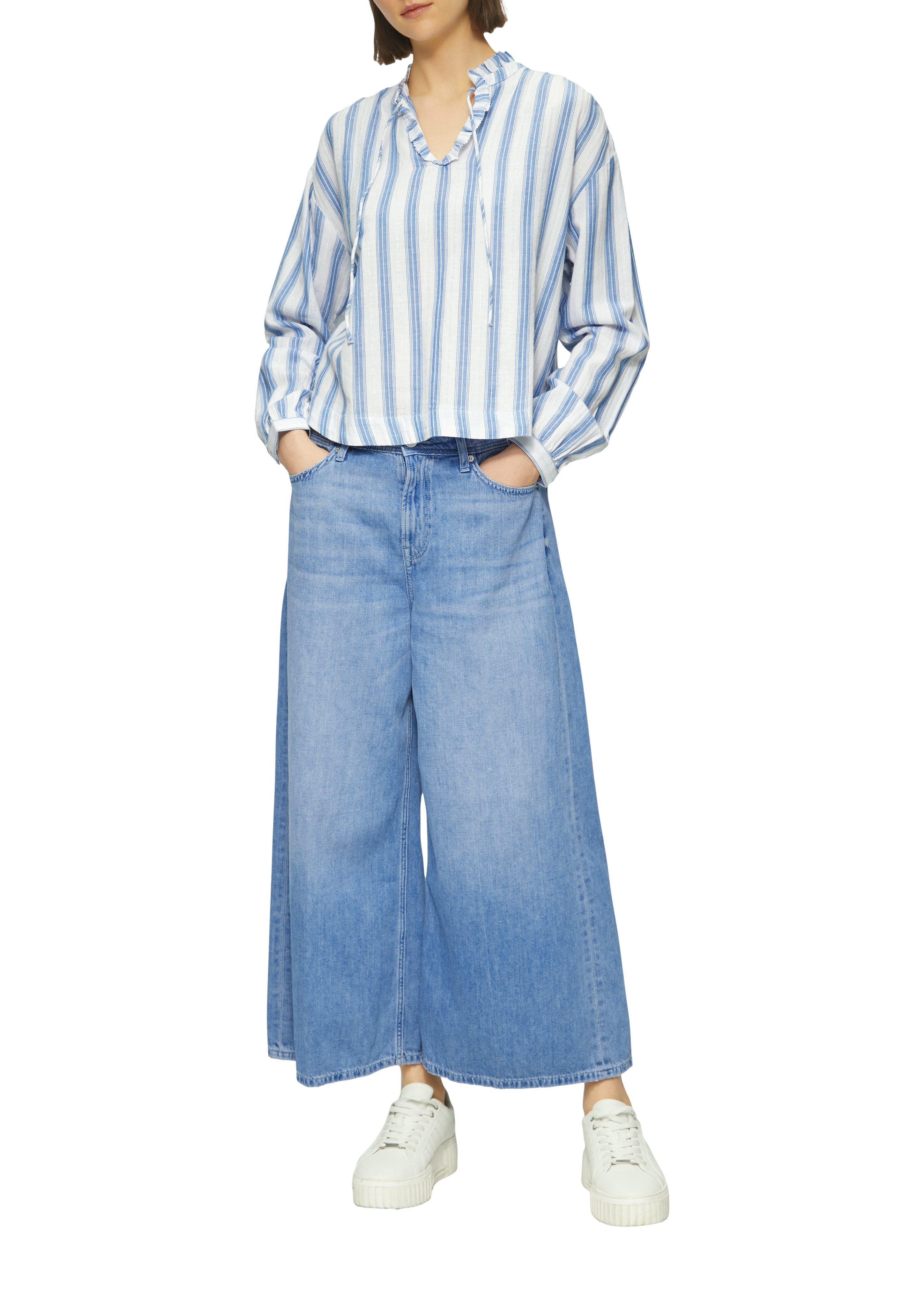 s.Oliver Blouse met lange mouwen met ruches en glittergaren