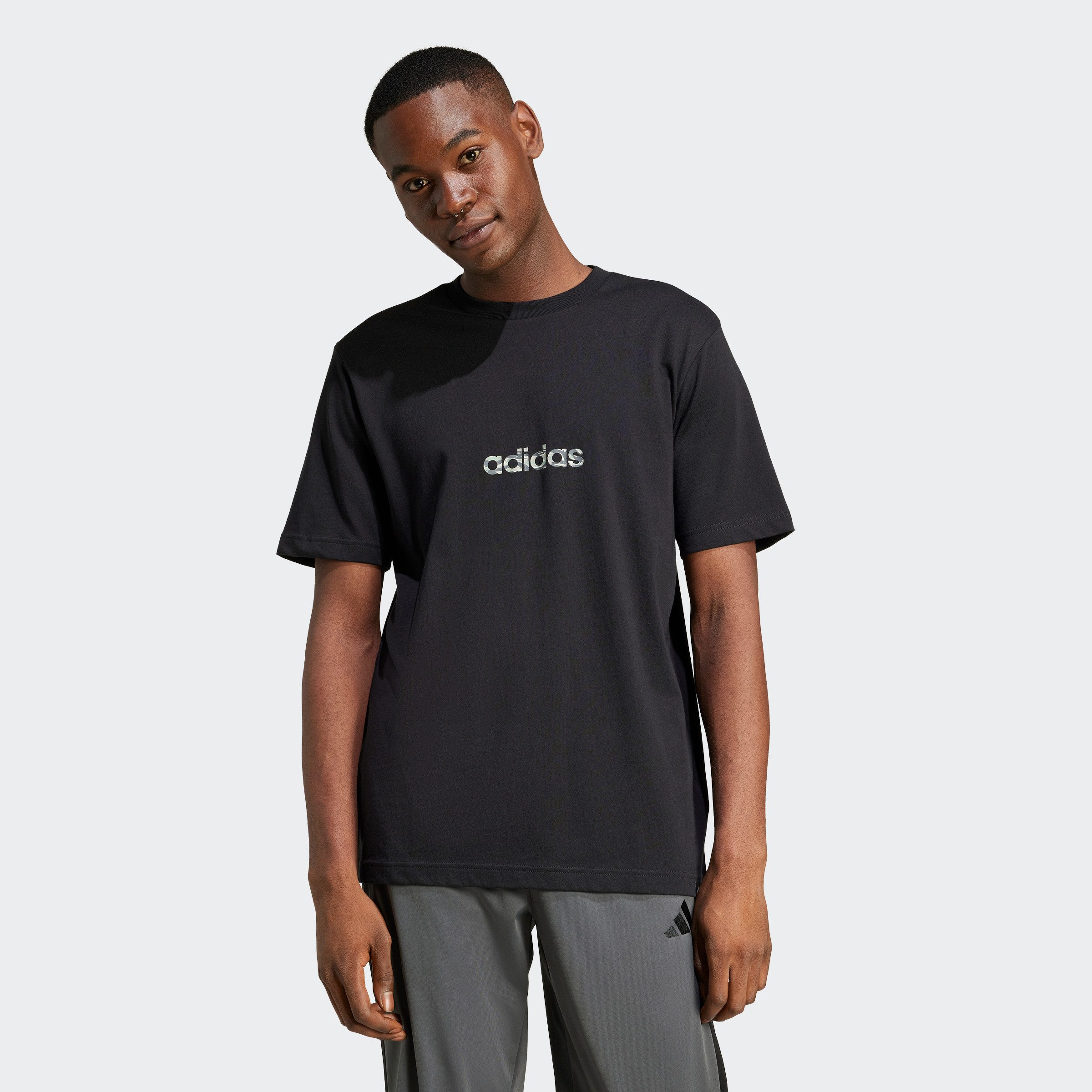 adidas Sportswear T-shirt M C CAMO LIN T heren t-shirts maat M zwart