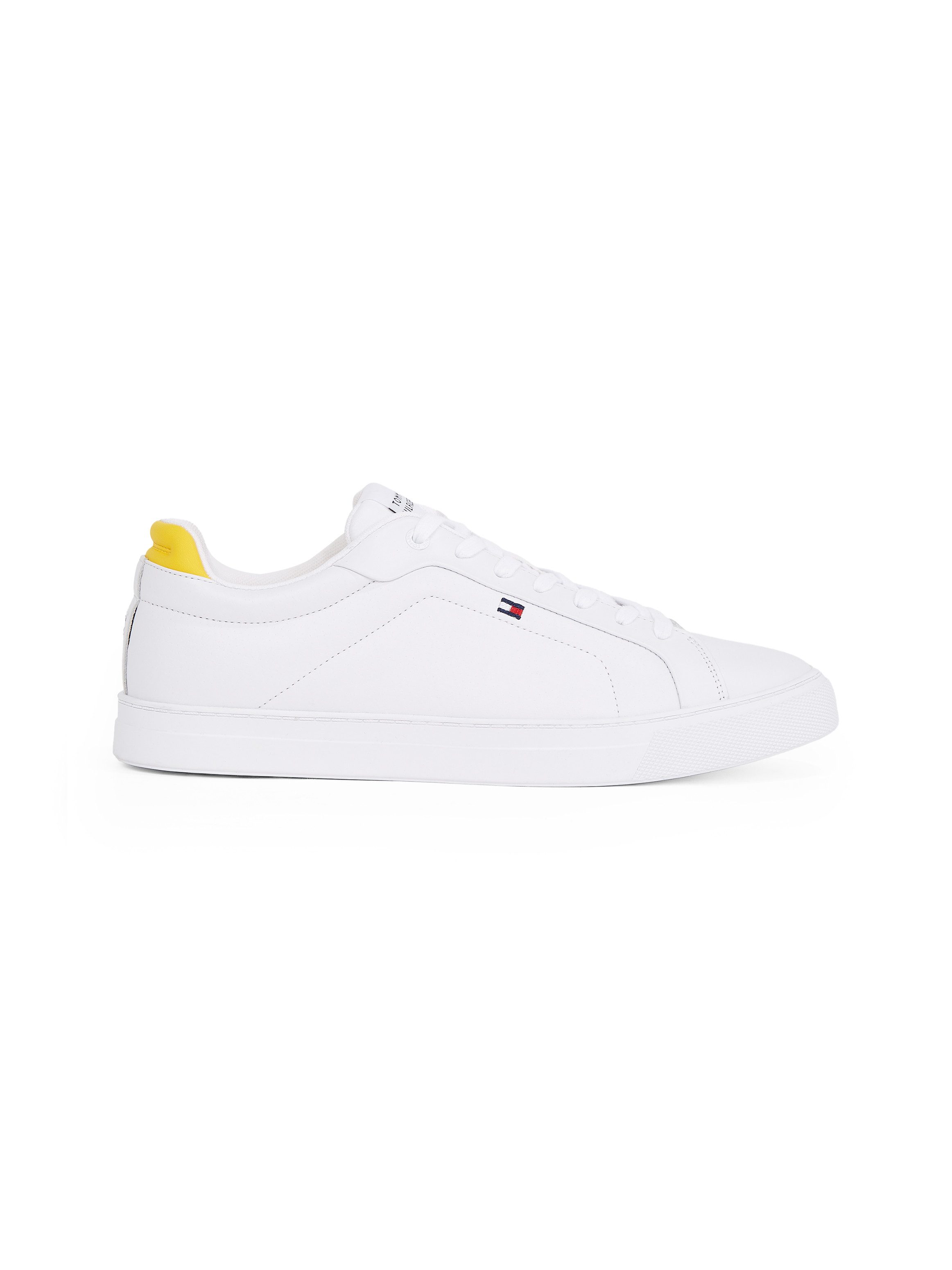 Tommy Hilfiger Sneakers ICON COURT PINPERF LTH , vrijetijdsschoen, lage schoen, veterschoenen met zacht gepolsterde schacht