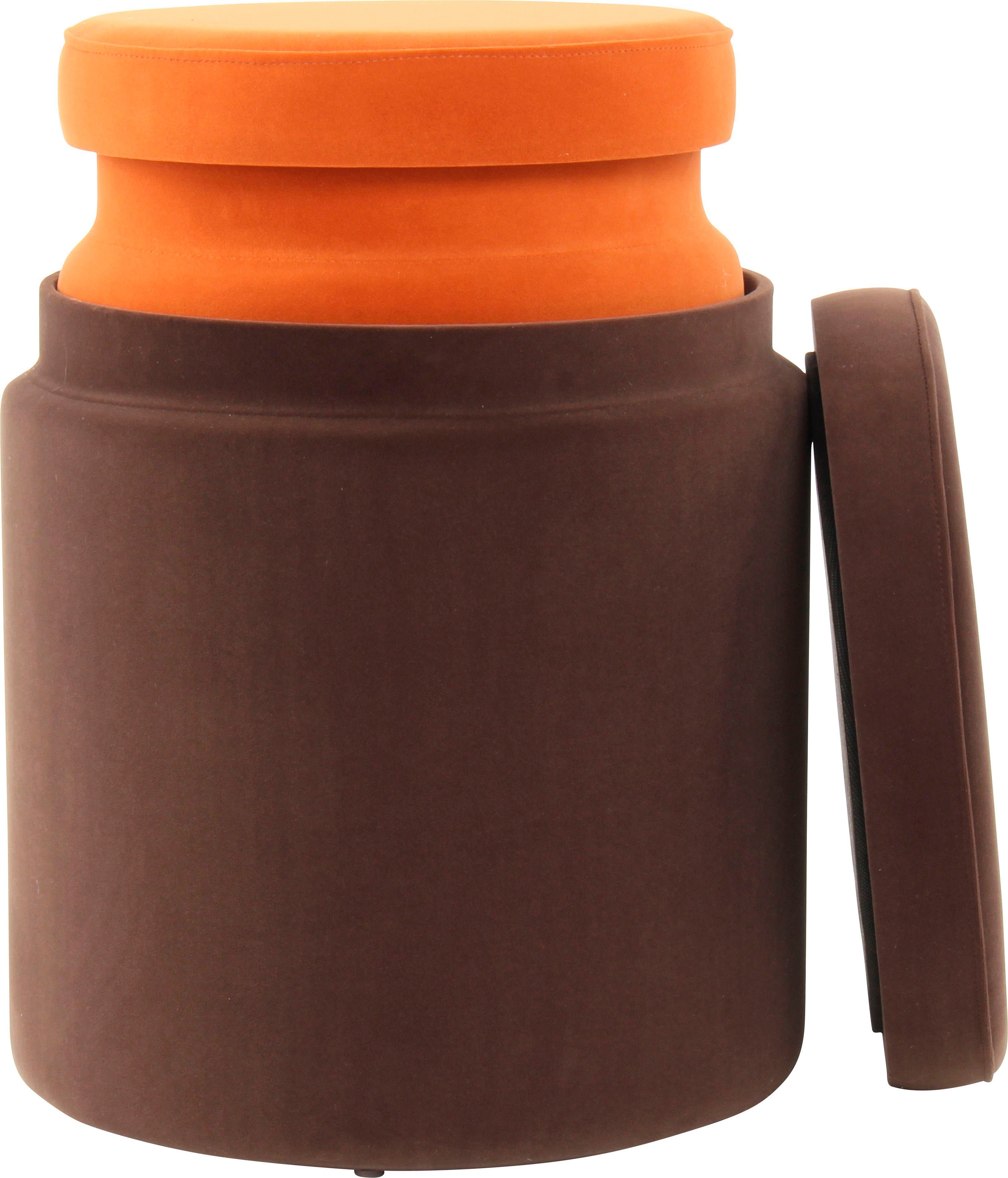 Kayoom Hocker met bergruimte Kruk Zora 225 2-delige set, fluweelzachte stof bekleding, ronde elegante vorm (set, 2 stuks)
