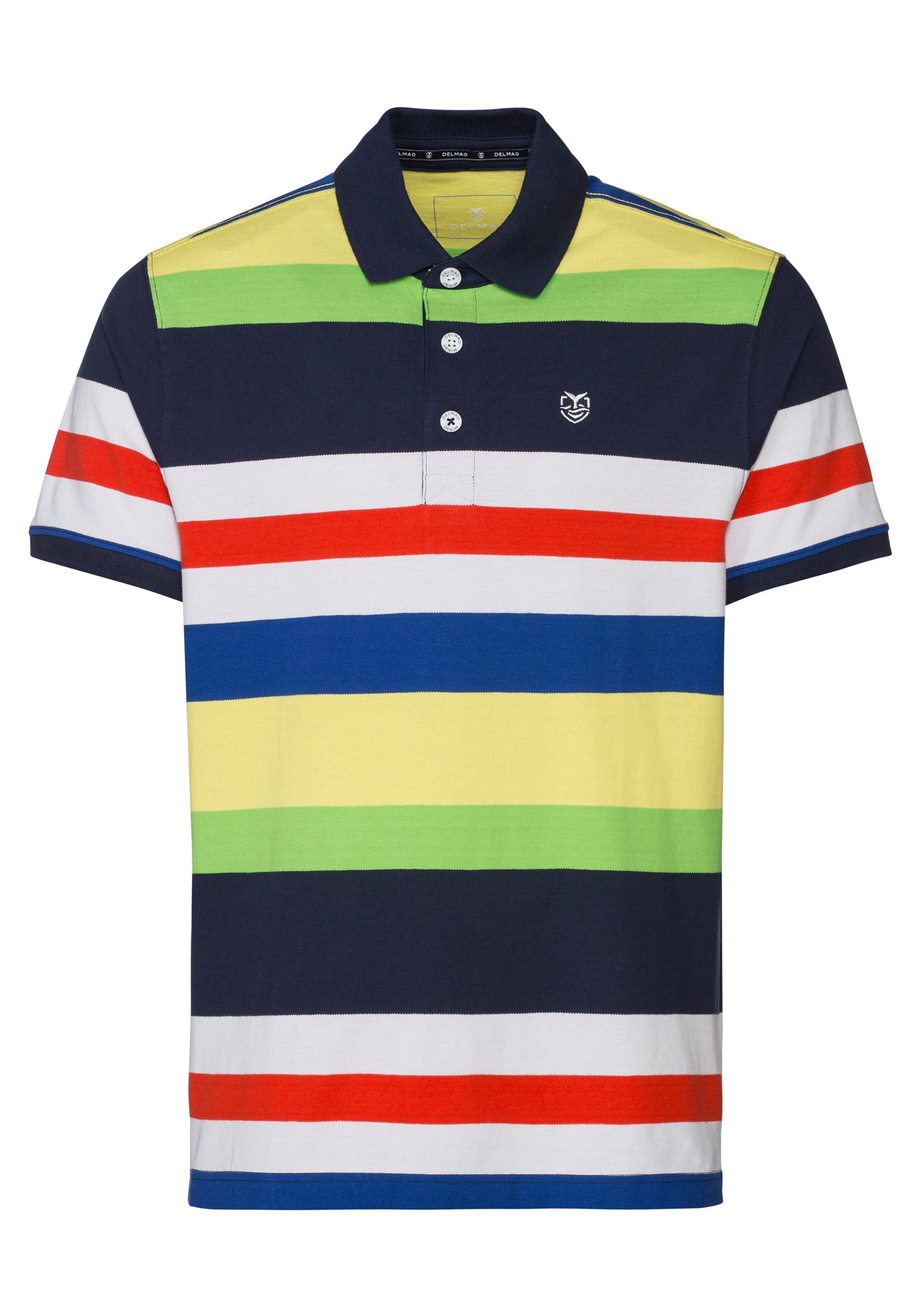 DELMAO Poloshirt met borduursel en multicolor strepen
