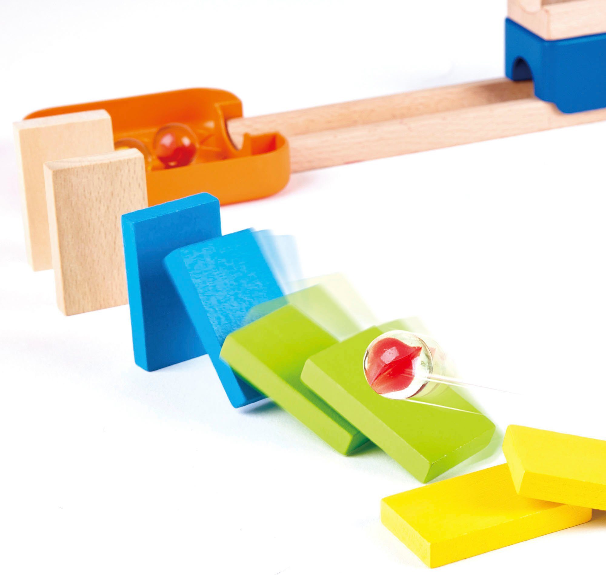 Hape Knikkerbaan met twee banen en dominostenen