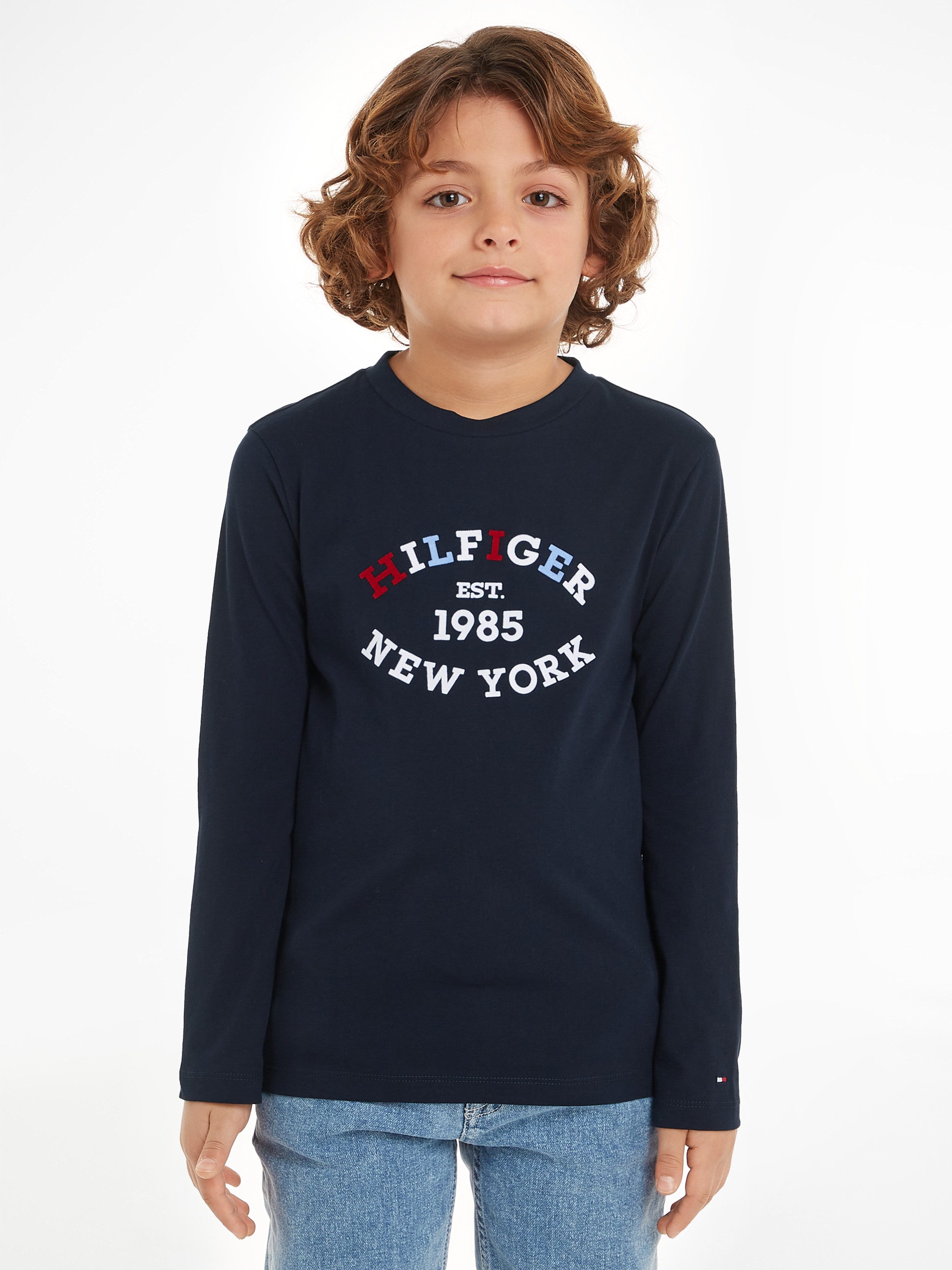 Tommy Hilfiger Shirt met lange mouwen MONOTYPE FLOCK REGULAR TEE LS Kinderen tot 16 jaar met logo-opdruk