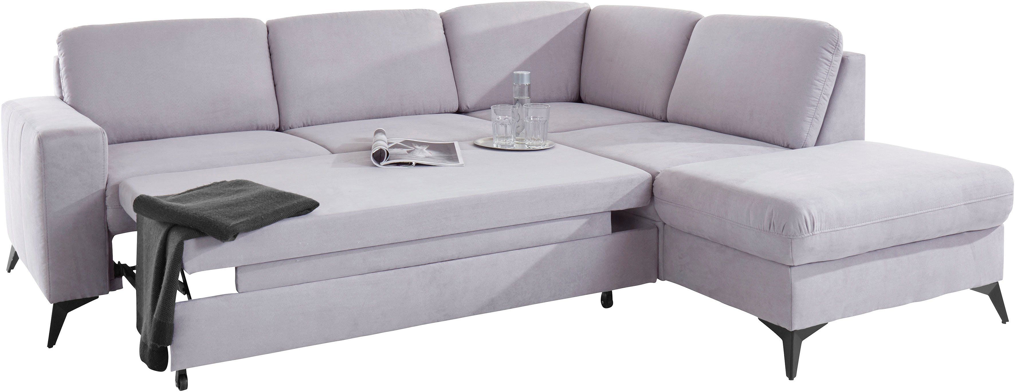 Places of Style Hoekbank Lolland L-vorm Naar keuze met slaapfunctie en bergruimte, ook met afwasbare bekleding