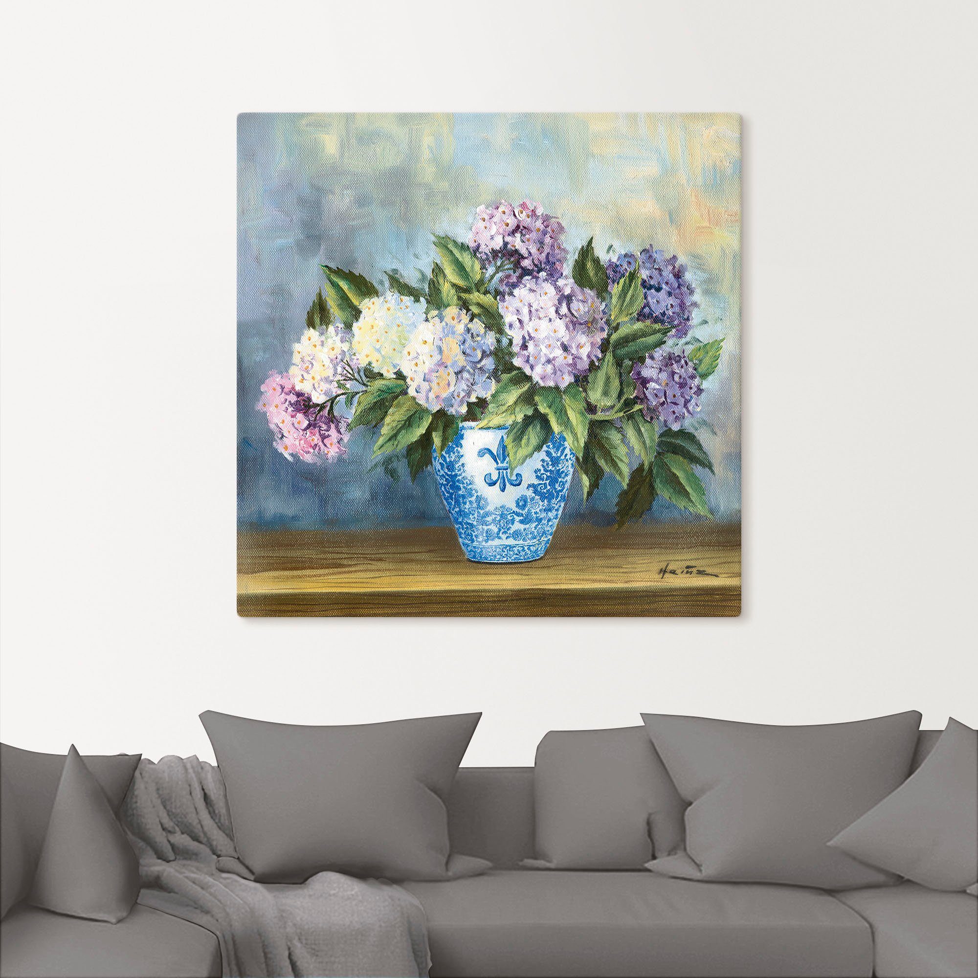 Artland Artprint Hortensia's als artprint van aluminium, artprint voor buiten, artprint op linnen in verschillende maten